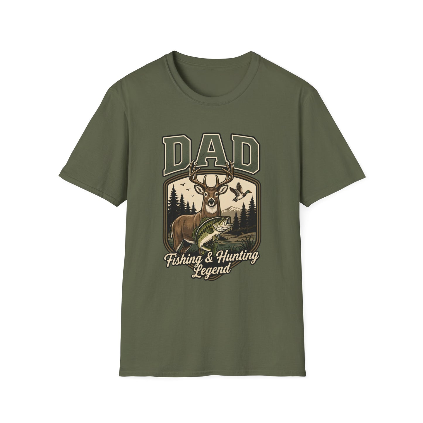 Dad Fishing & Hunting Legend Outdoor for Fishermen and Hunters T-Shirt