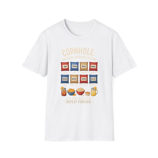 Cornhole Southern Workout Routine Play Hard Snack Often T-Shirt