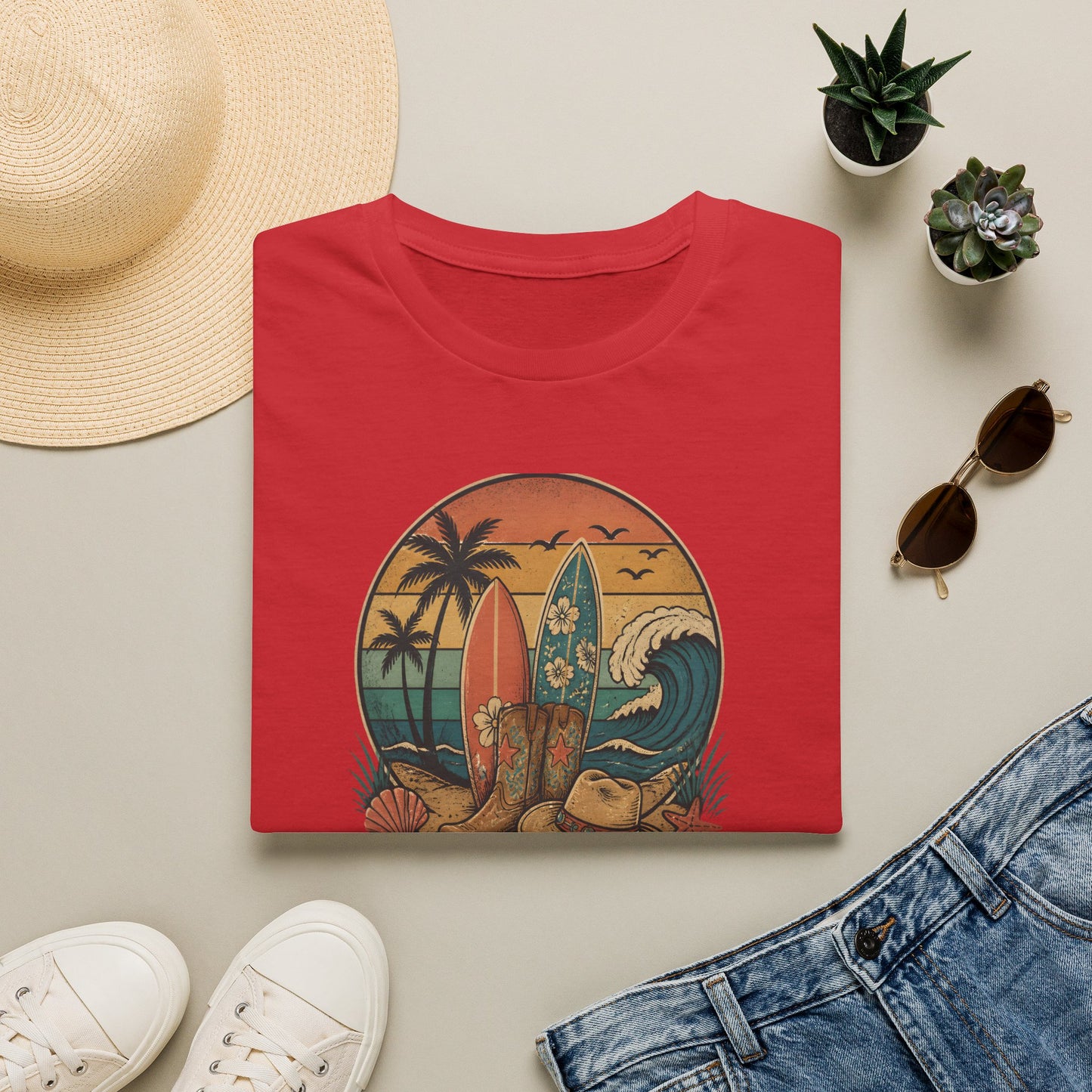 Beach Boots Surfing Big Dreams Summer Vacation Ocean T-Shirt