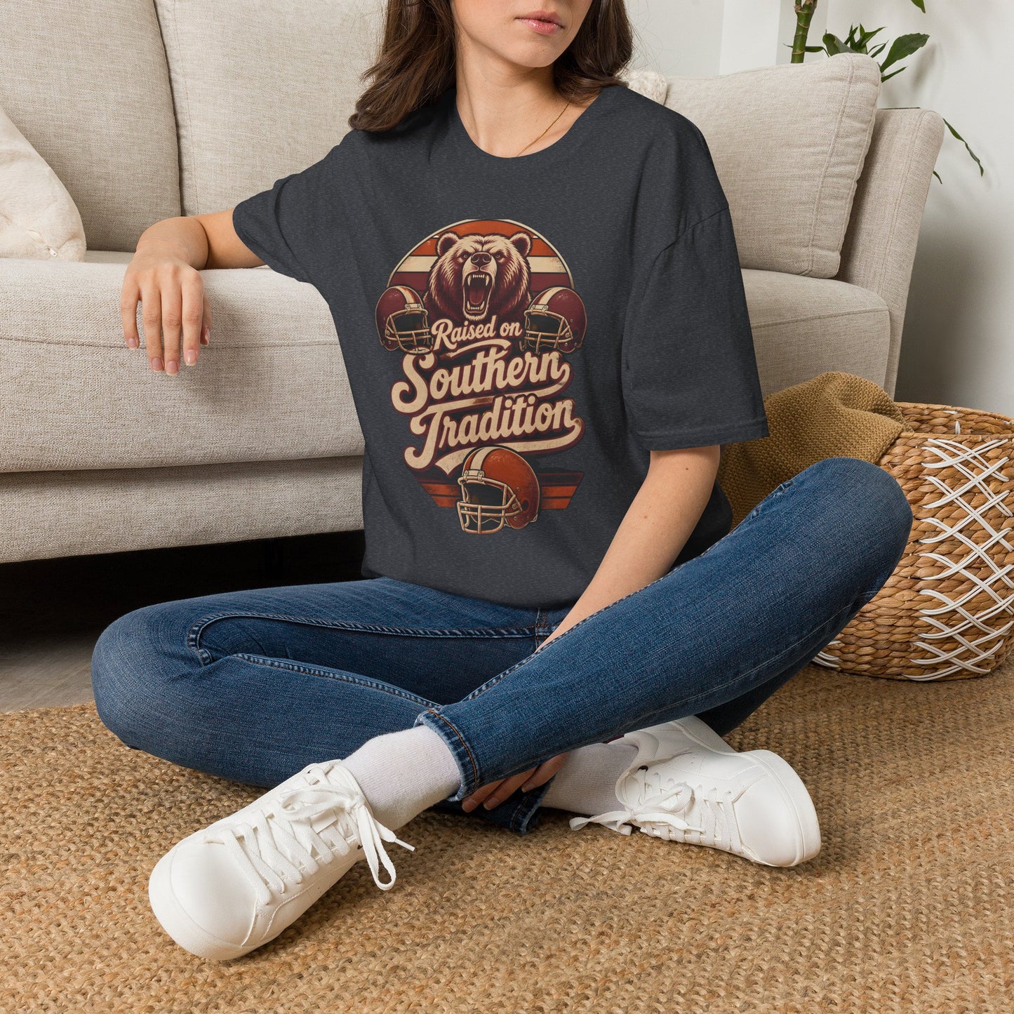 Raised On Southern Tradition Football Bear T-Shirt