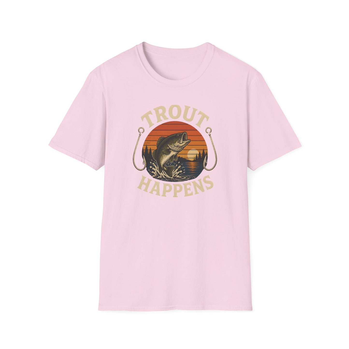 Trout Fishing Outdoors Bass Angler Fisherman Nature Sunset T-Shirt