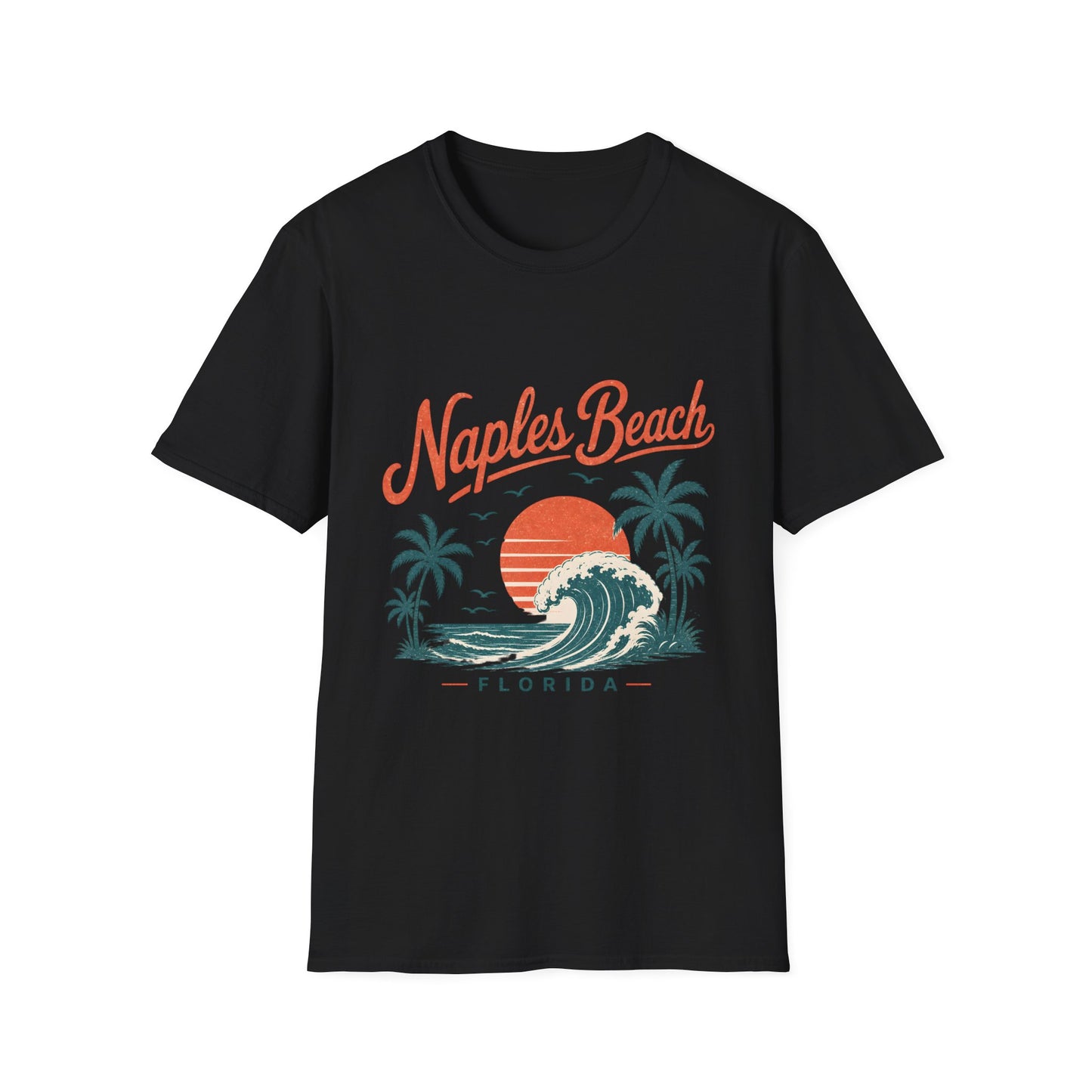 Naples Beach Florida Vintage Sunset Wave T-Shirt
