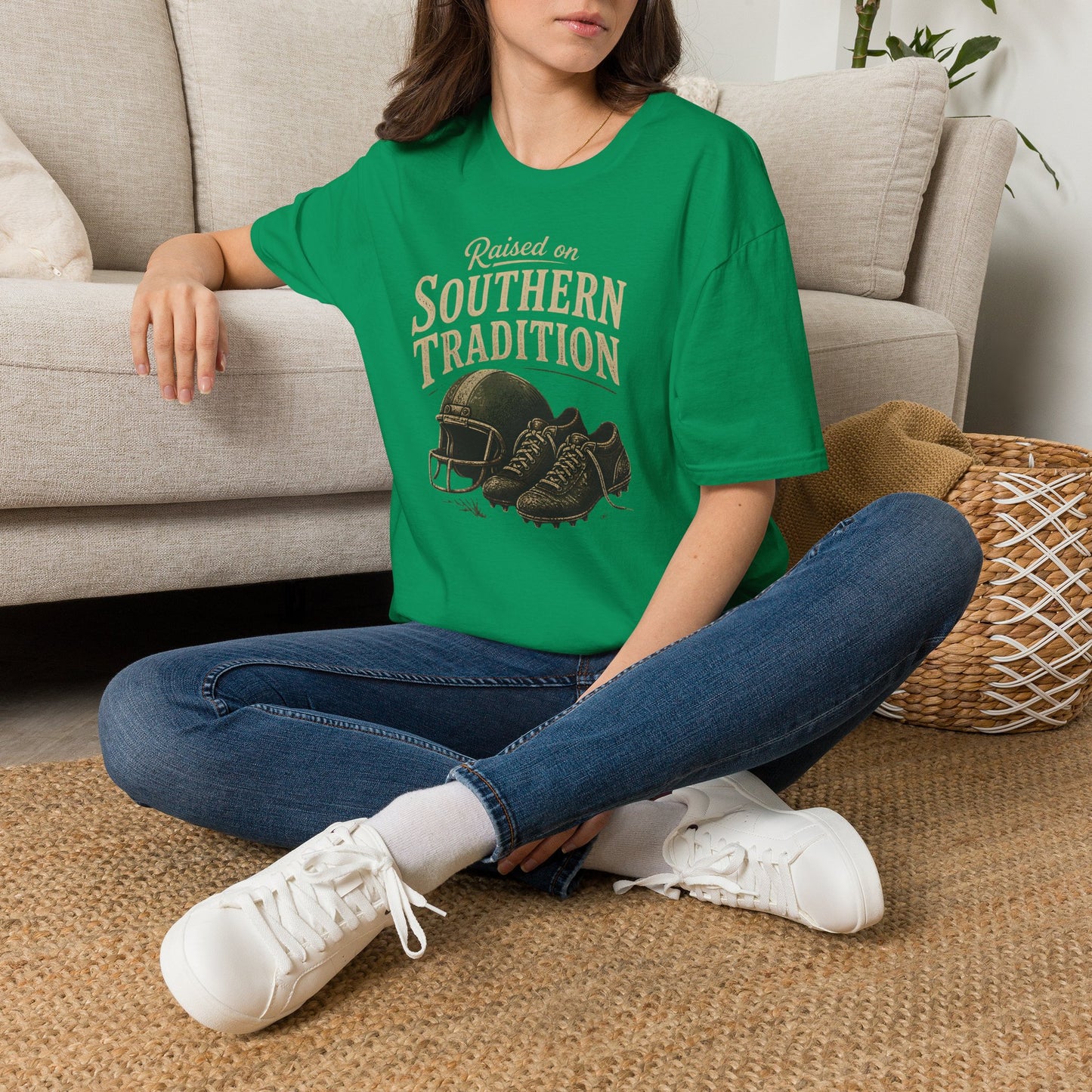Raised On Southern Tradition Football Helmet Cleats T-Shirt
