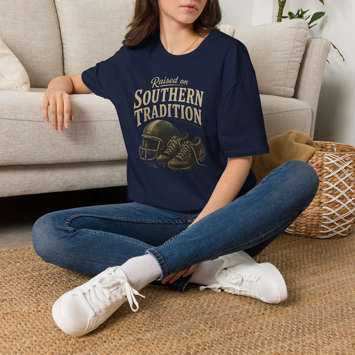 Raised On Southern Tradition Football Helmet Cleats T-Shirt