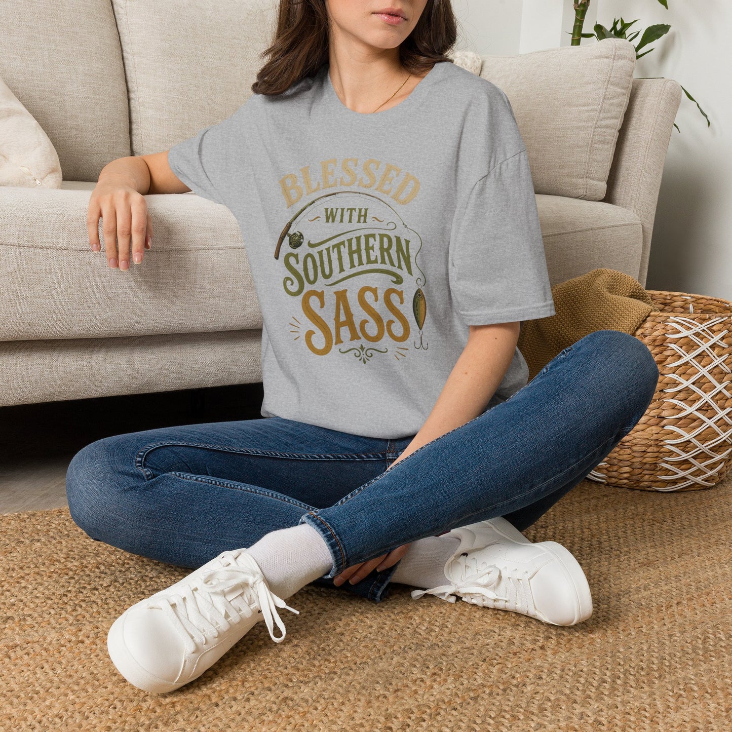Blessed With Southern Sass Fishing Lover T-Shirt
