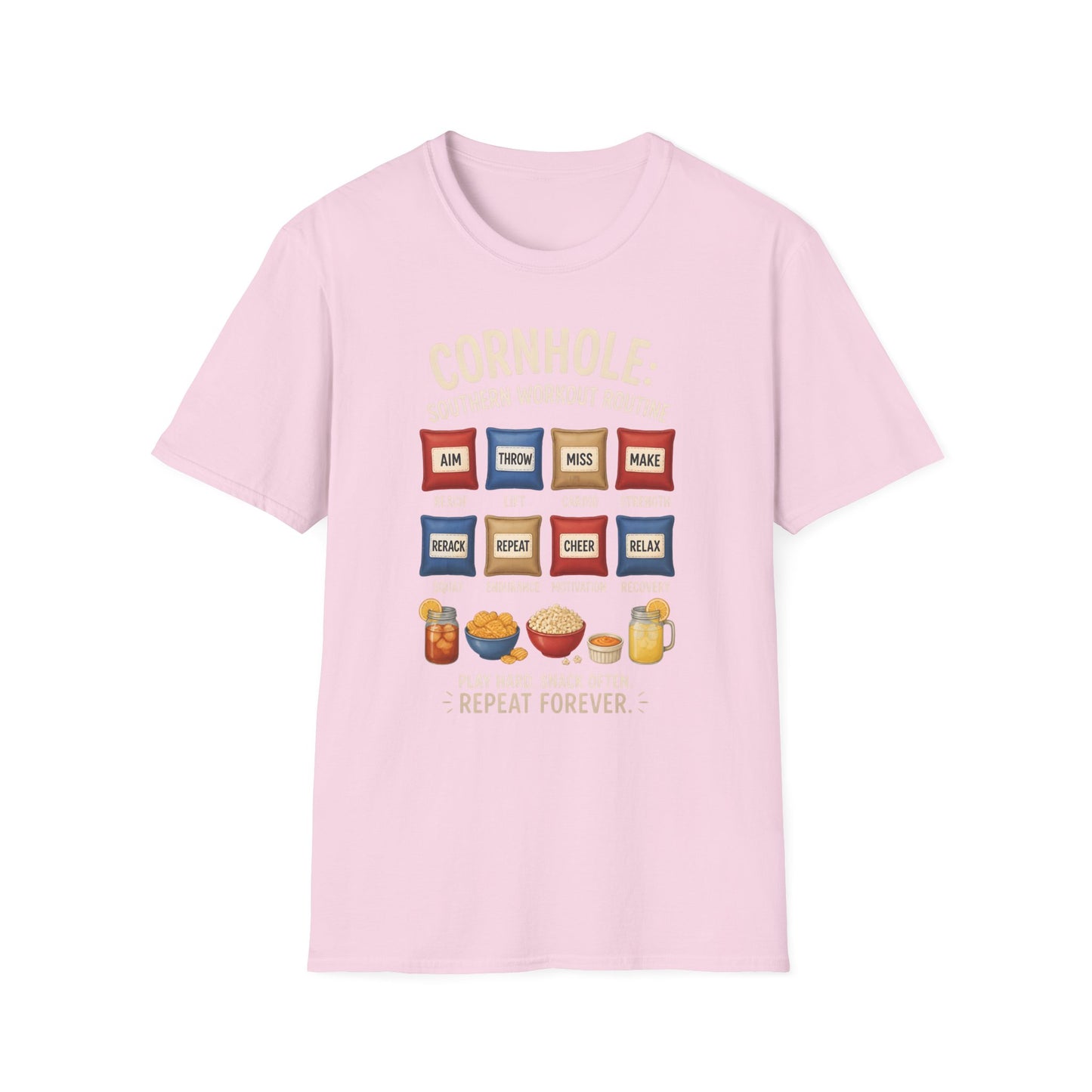 Cornhole Southern Workout Routine Play Hard Snack Often T-Shirt