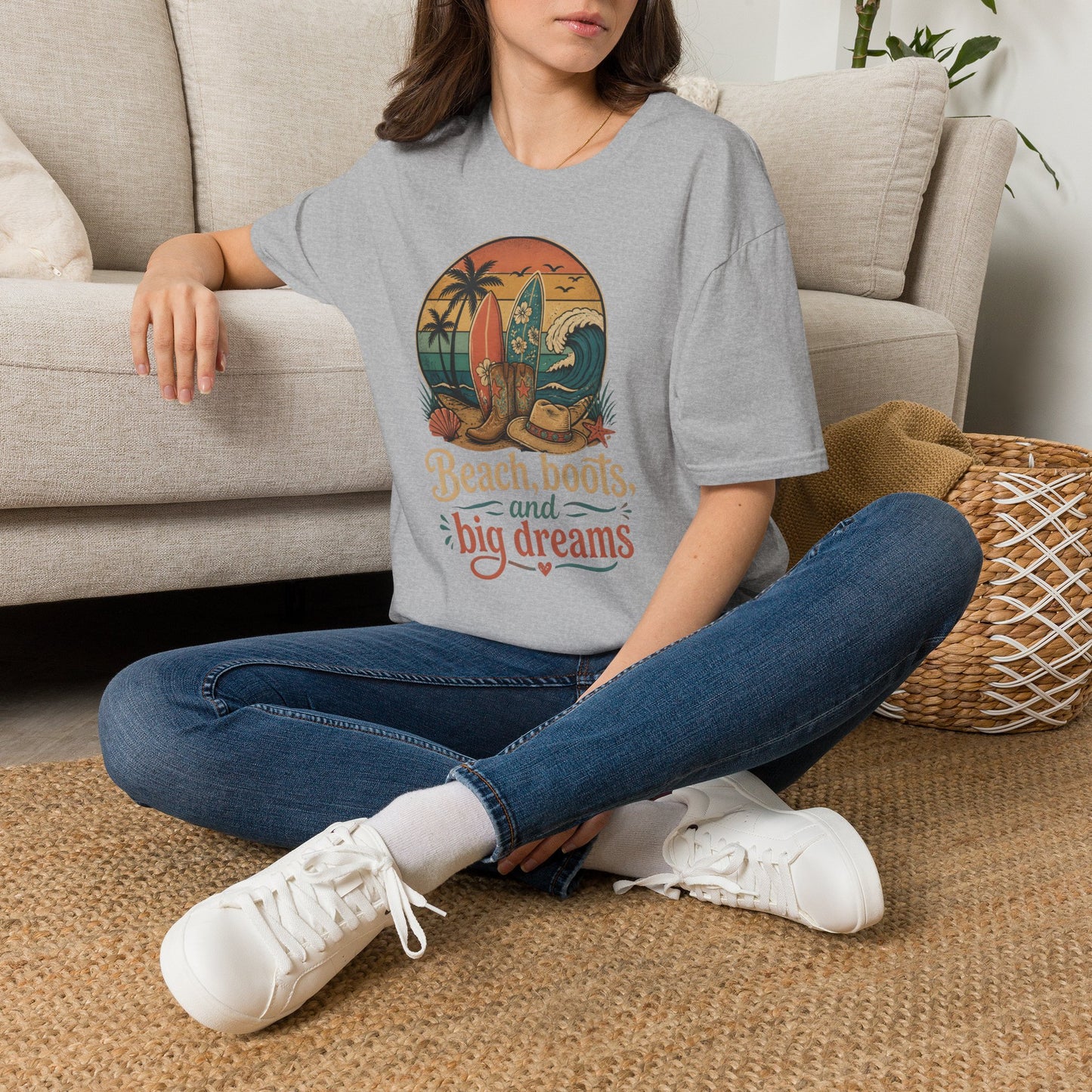 Beach Boots Surfing Big Dreams Summer Vacation Ocean T-Shirt