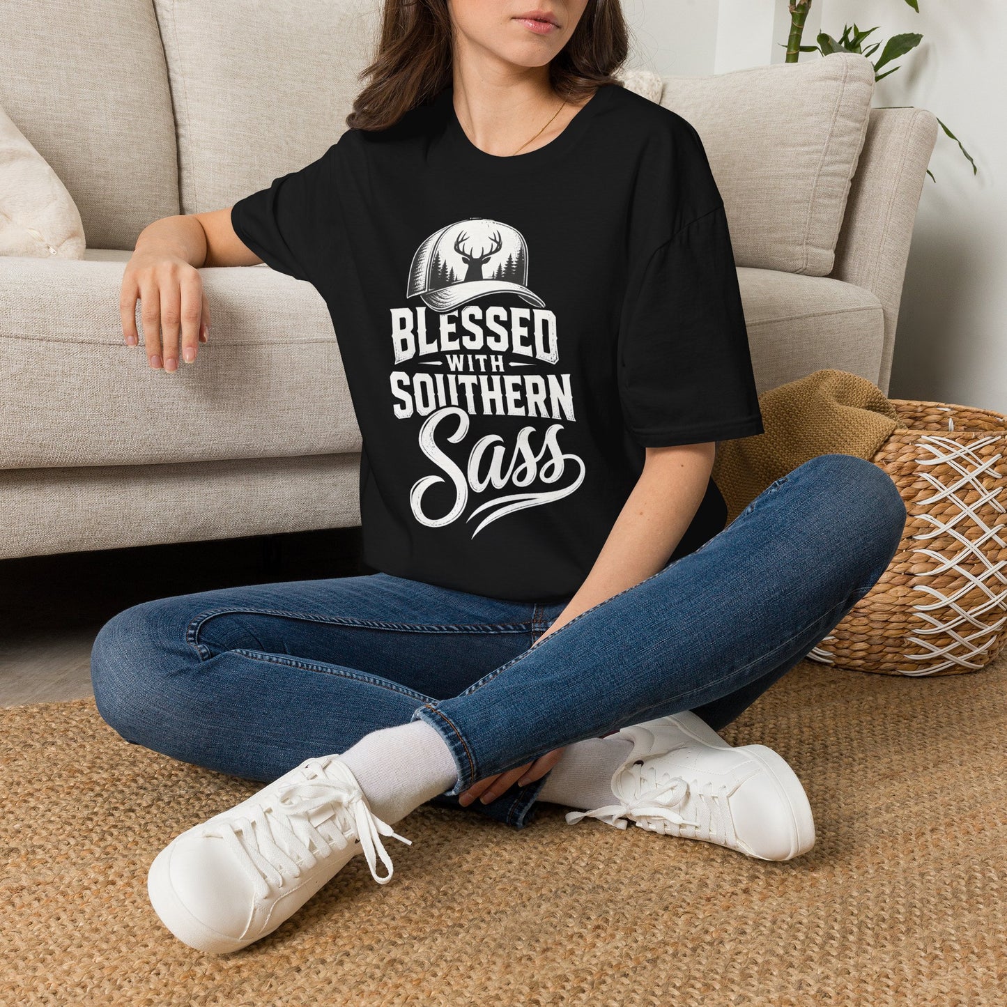 Blessed With Southern Sass Deer Hat T-Shirt