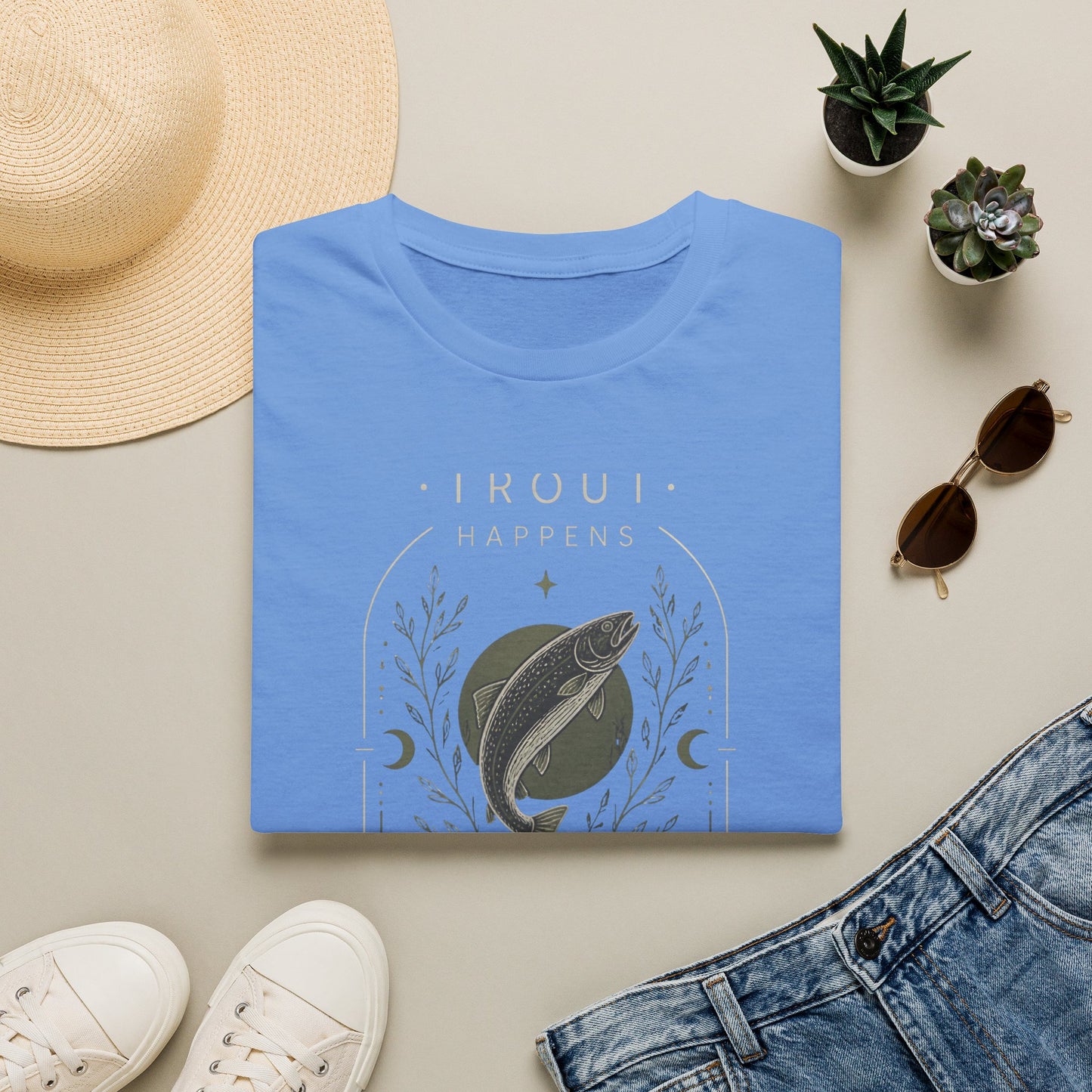 Trout Happens Fishing Lover Fisherman Outdoor Nature T-Shirt