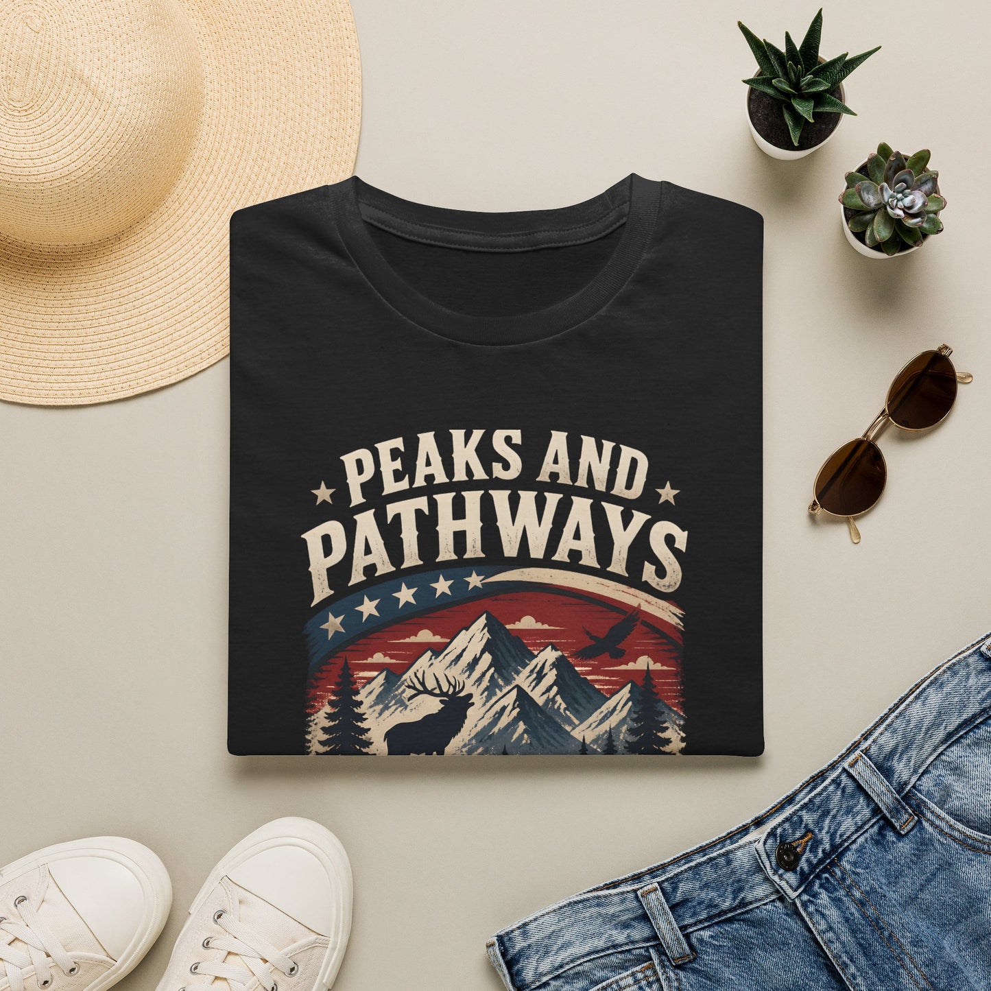 Mountain Wildlife Nature Scenic Peaks Pathways Outdoor T-Shirt