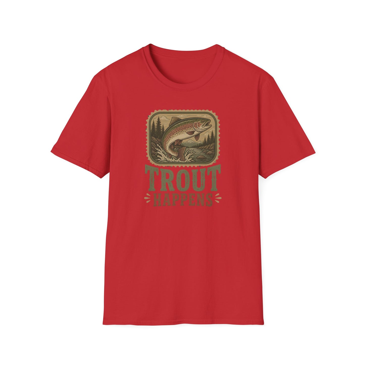 Trout Fishing Outdoors Nature River Mountain Wildlife T-Shirt