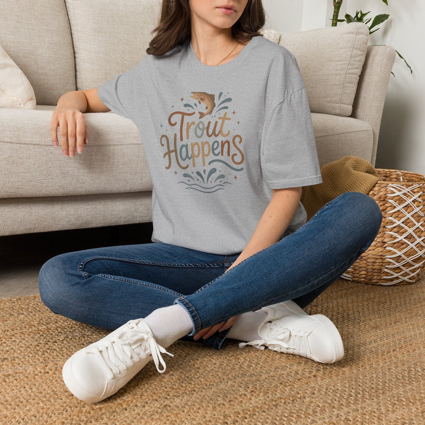 Trout Happens Fishing Lover Fisherman Outdoor Nature T-Shirt