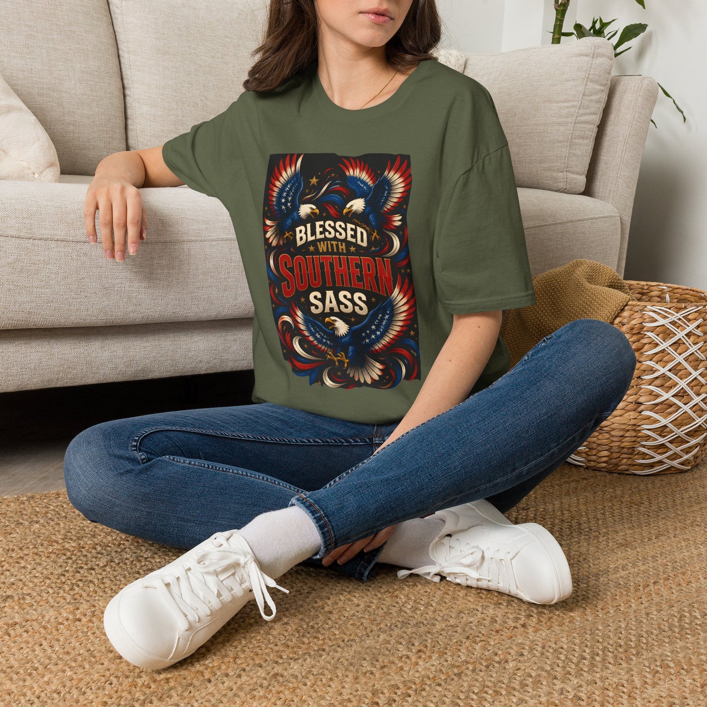 Blessed With Southern Sass Patriotic Eagles T-Shirt