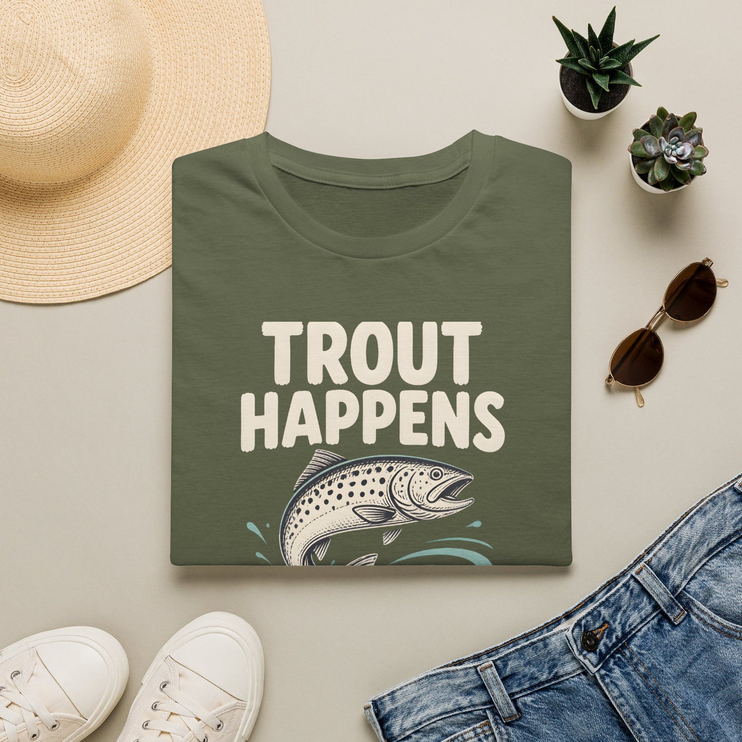 Trout Happens Fishing Lover Fisherman Outdoor Angler T-Shirt
