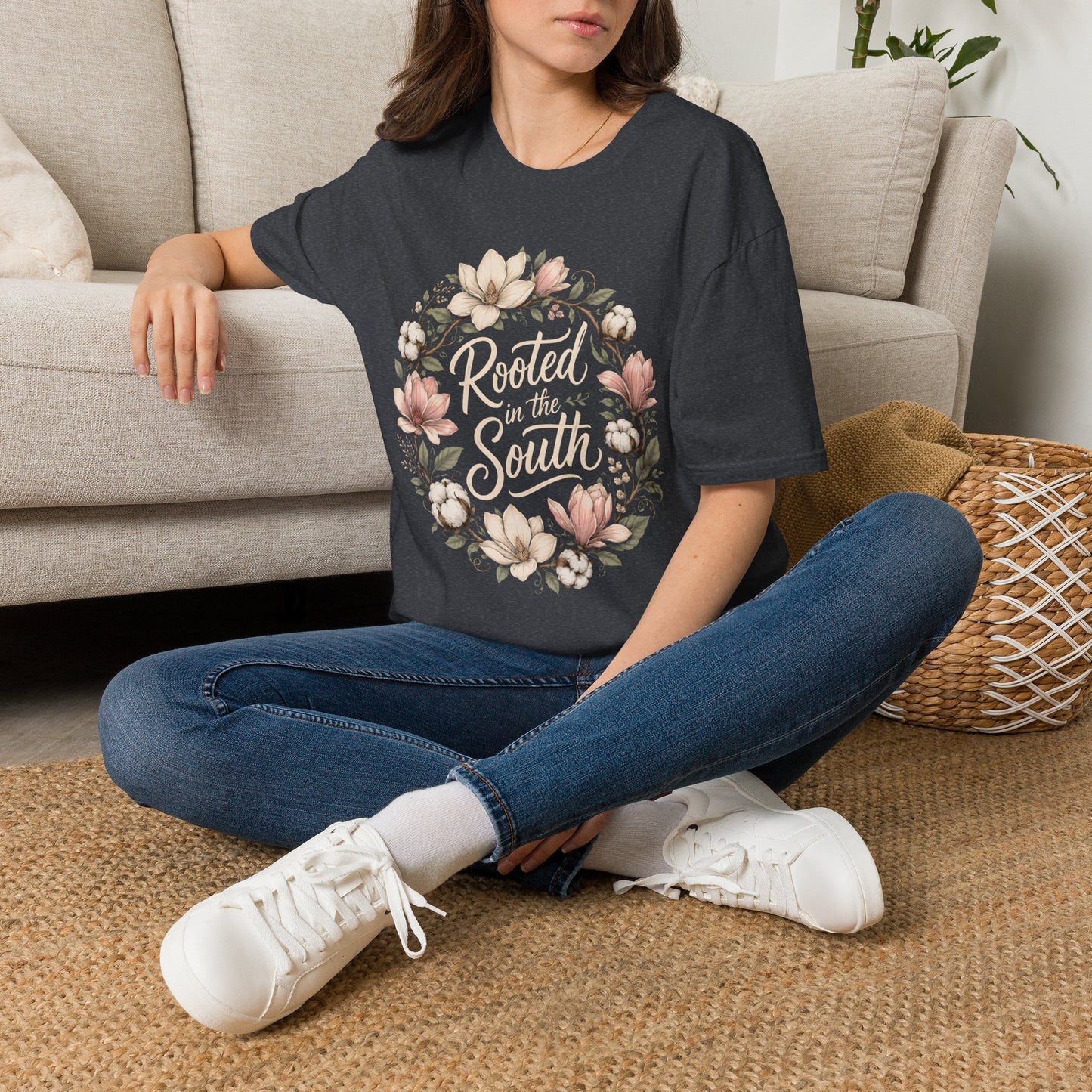 Rooted In The South Floral Wreath T-Shirt