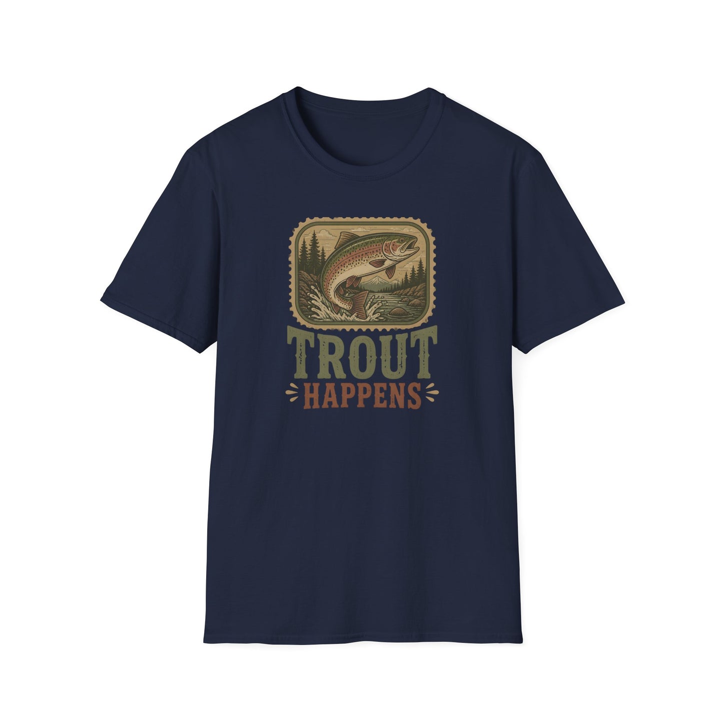 Trout Fishing Outdoors Nature River Mountain Wildlife T-Shirt