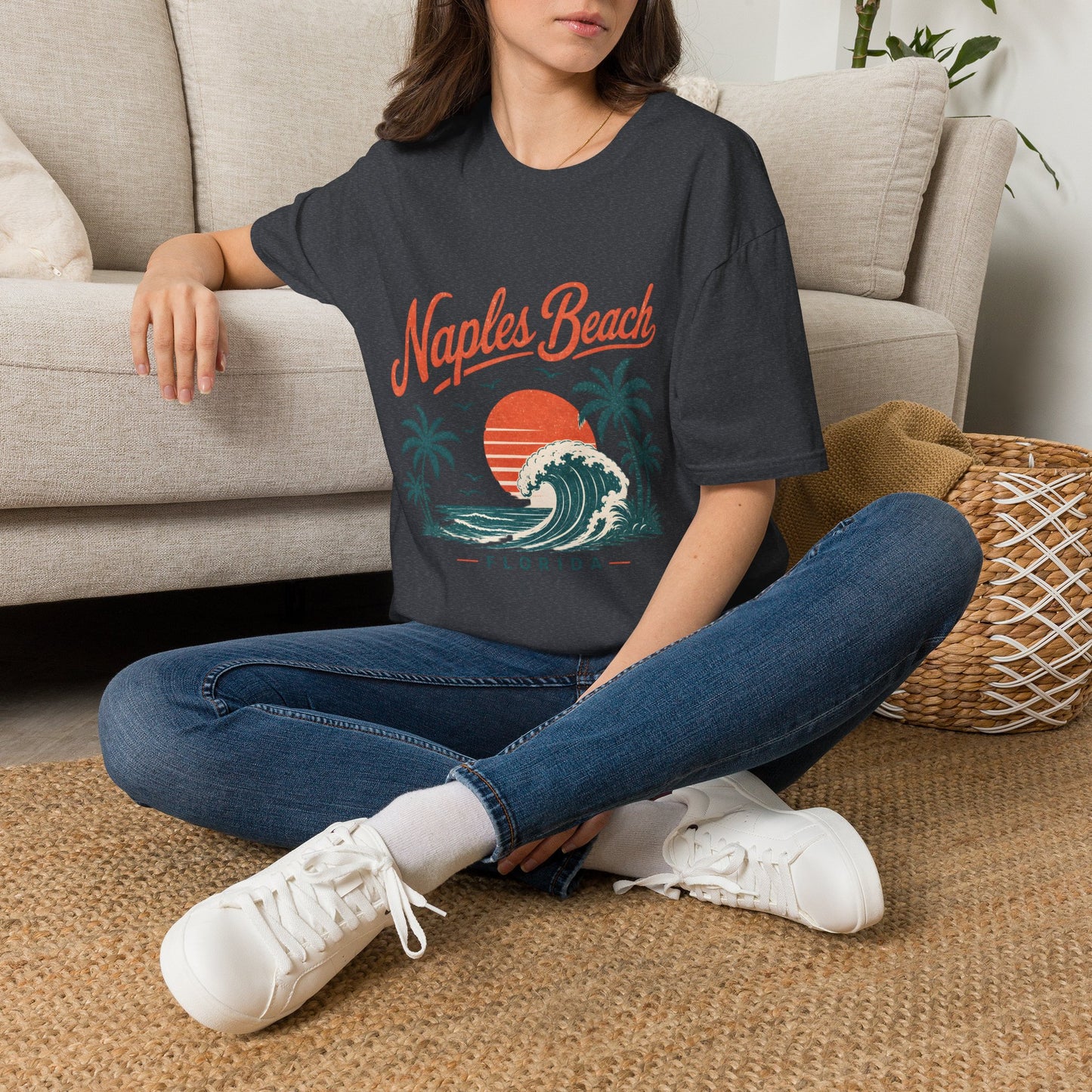 Naples Beach Florida Vintage Sunset Wave T-Shirt