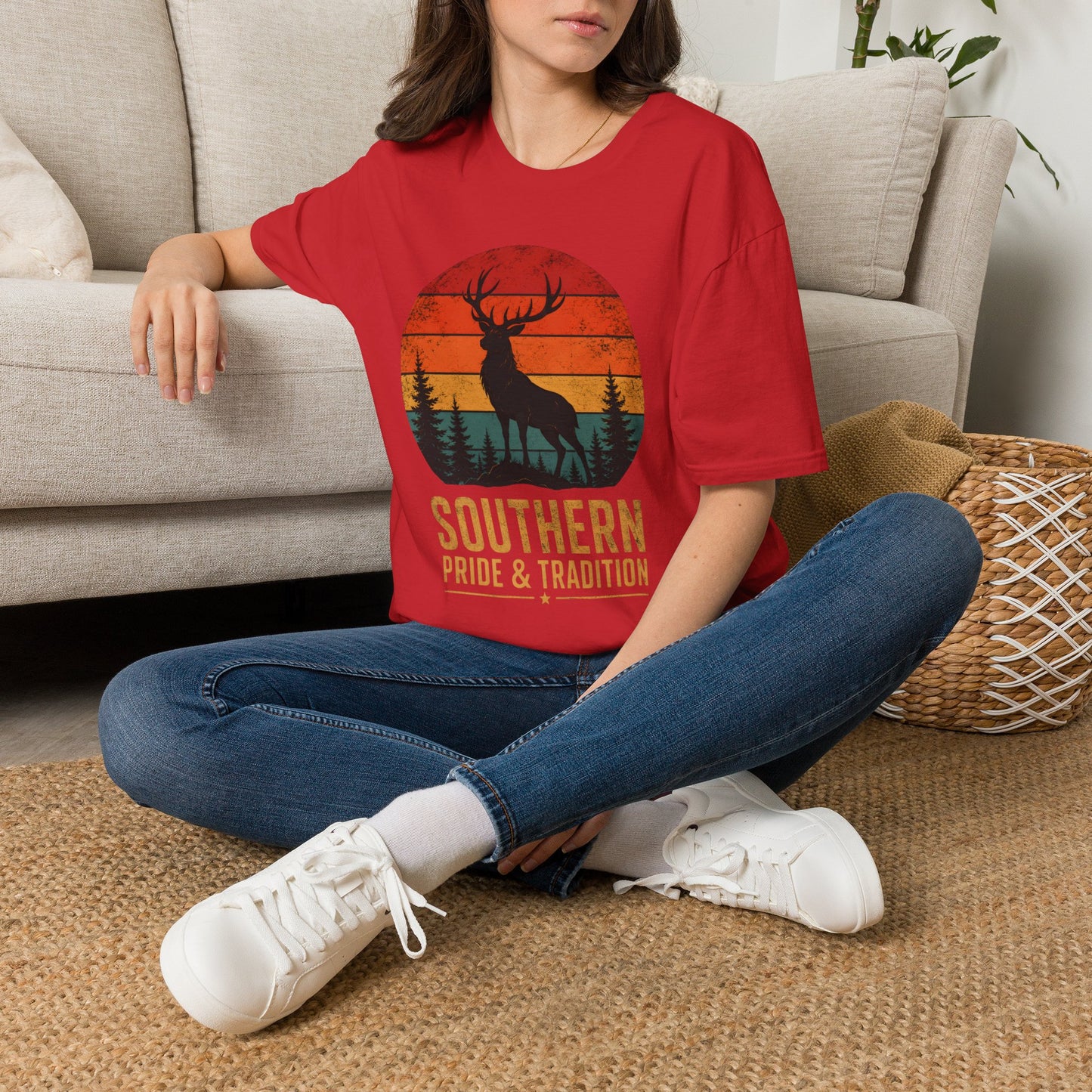 Southern Pride And Tradition Deer Sunset T-Shirt