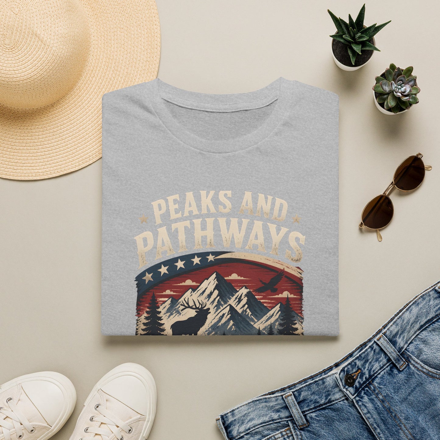 Mountain Wildlife Nature Scenic Peaks Pathways Outdoor T-Shirt