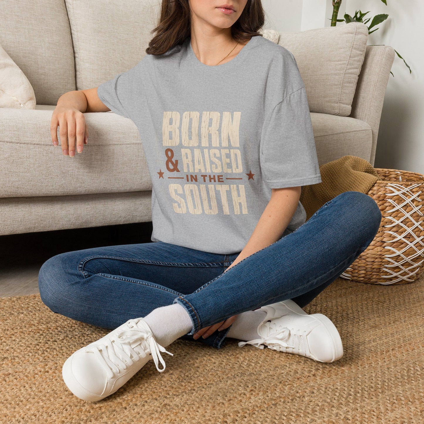 Born Raised In The South Rustic Country T-Shirt