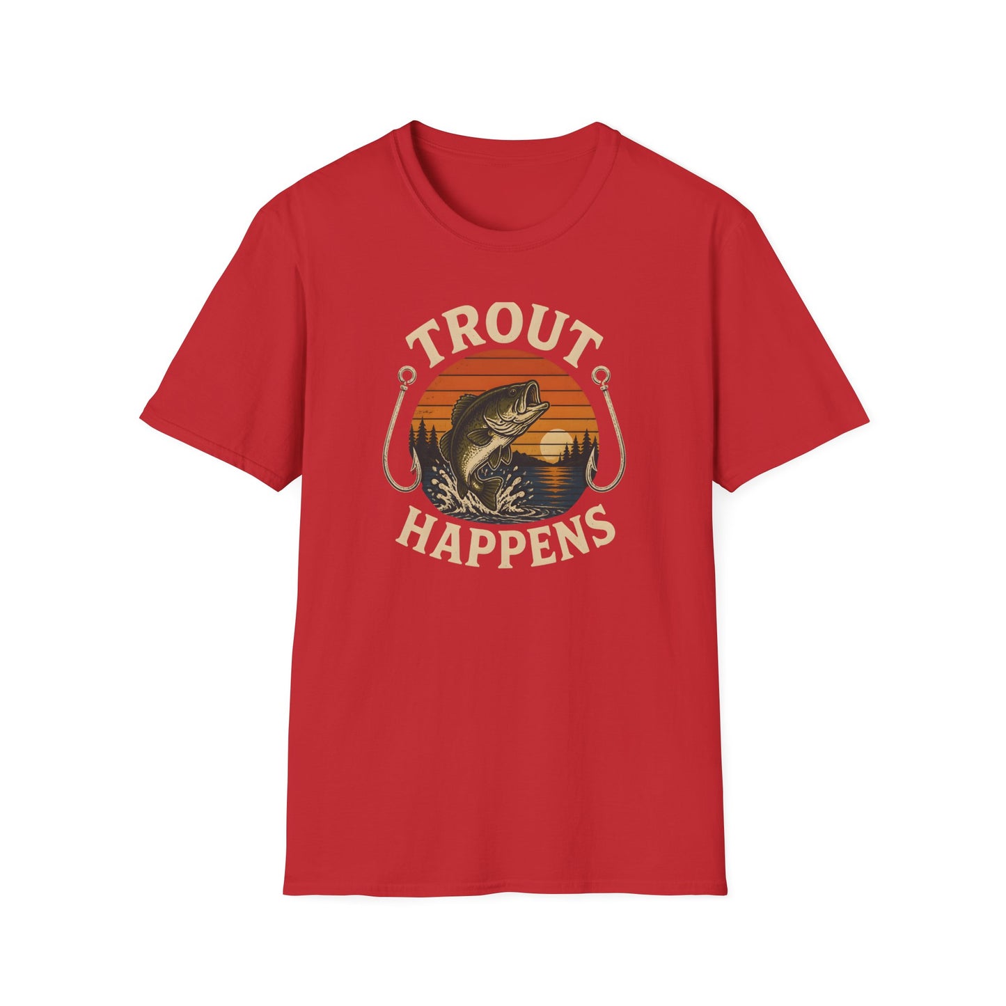 Trout Fishing Outdoors Bass Angler Fisherman Nature Sunset T-Shirt