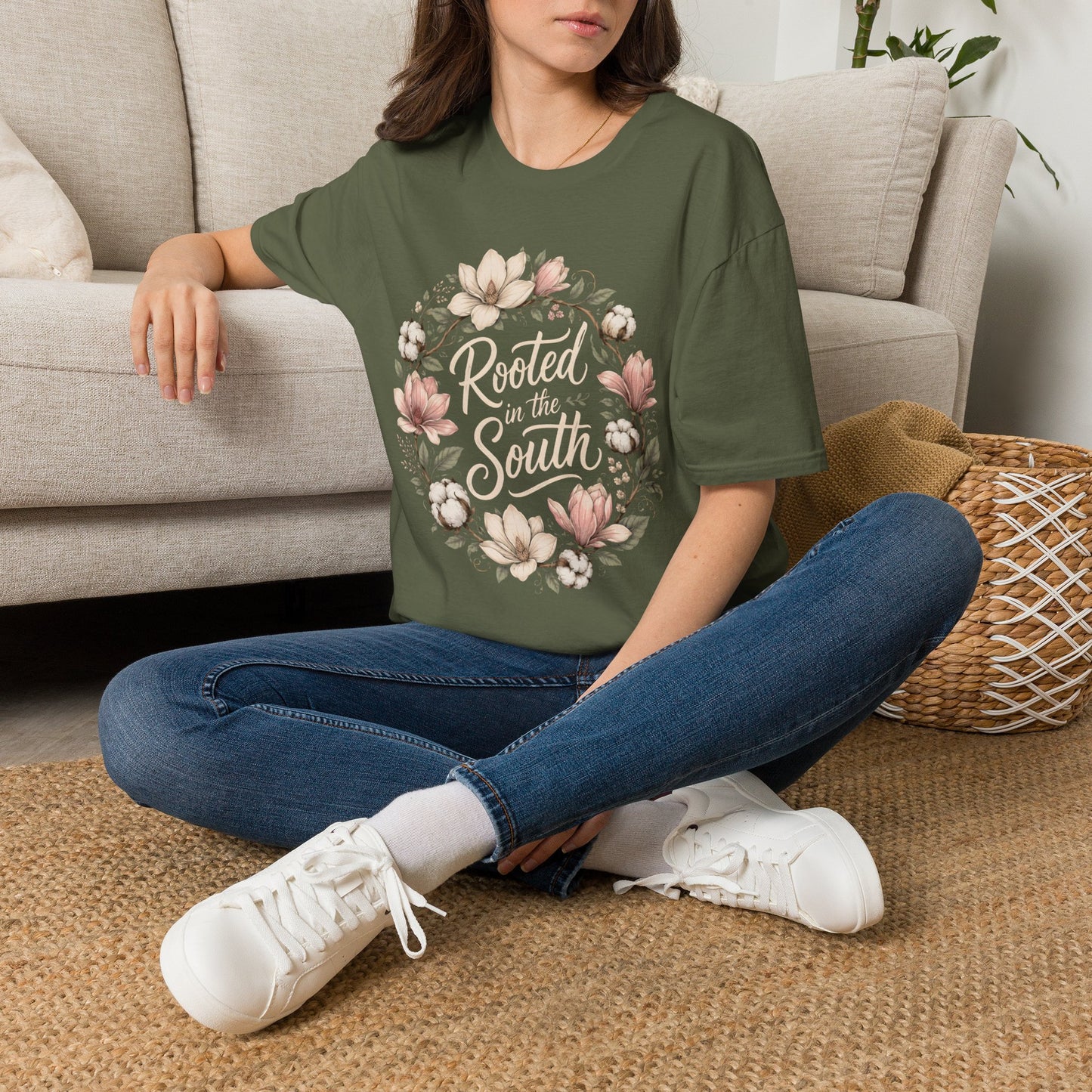 Rooted In The South Floral Wreath T-Shirt