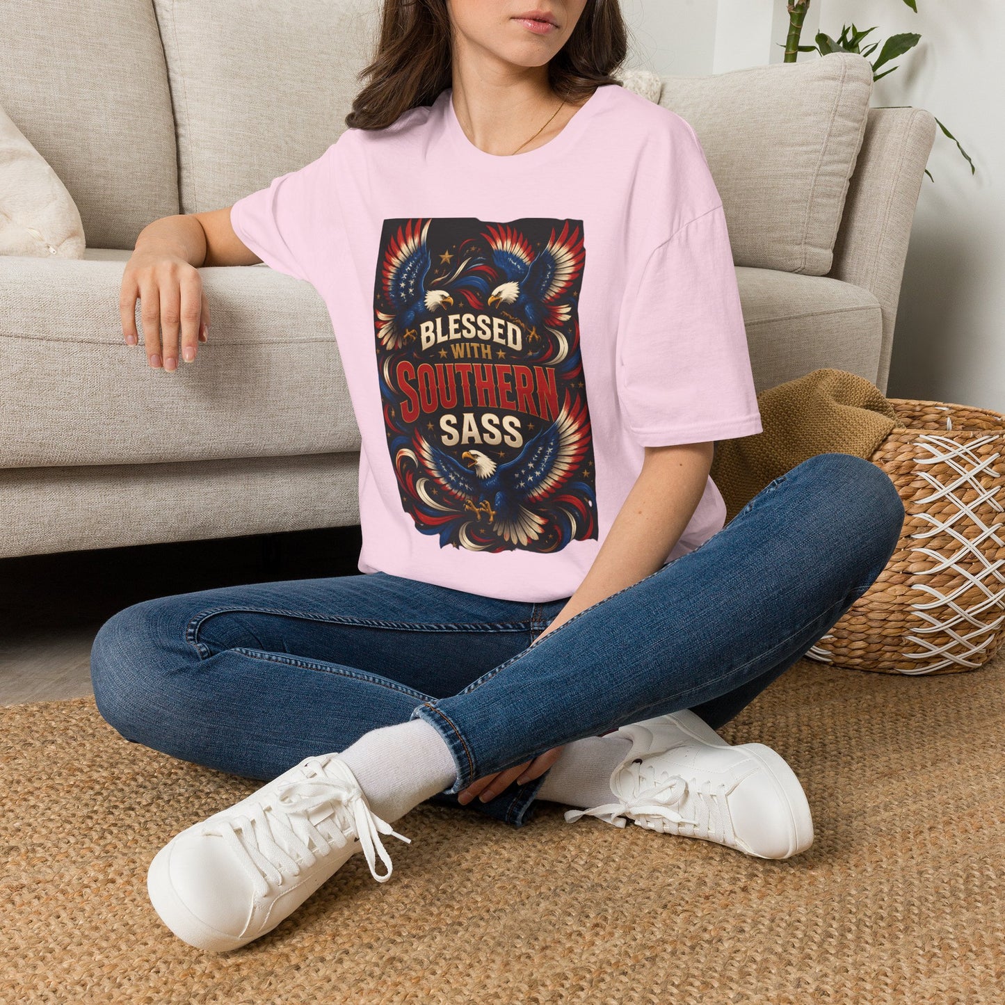 Blessed With Southern Sass Patriotic Eagles T-Shirt