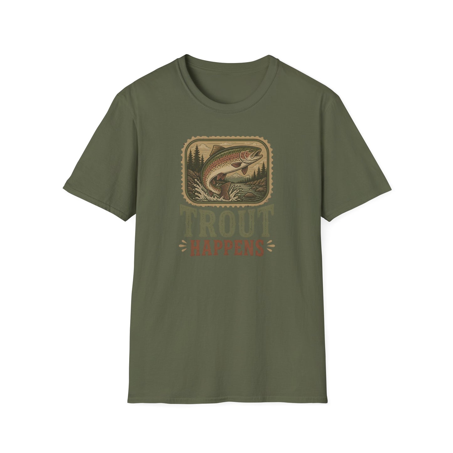 Trout Fishing Outdoors Nature River Mountain Wildlife T-Shirt