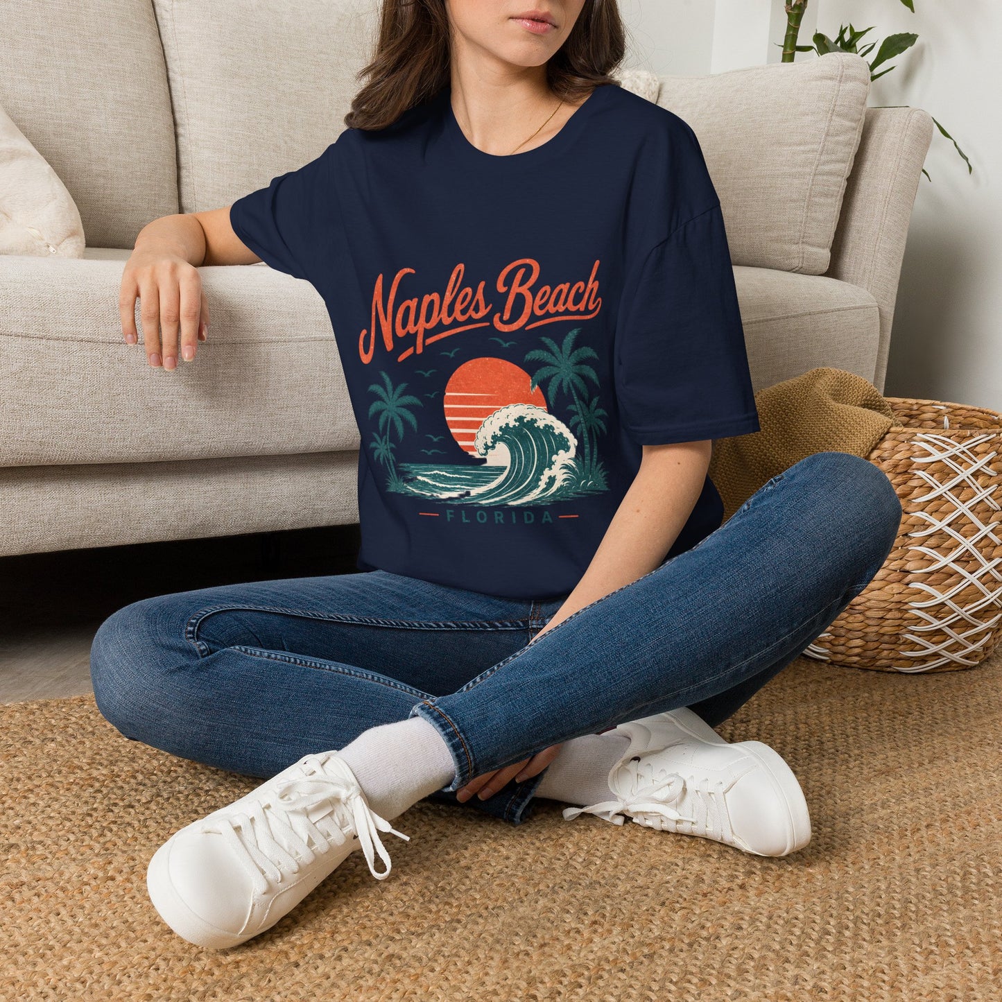Naples Beach Florida Vintage Sunset Wave T-Shirt