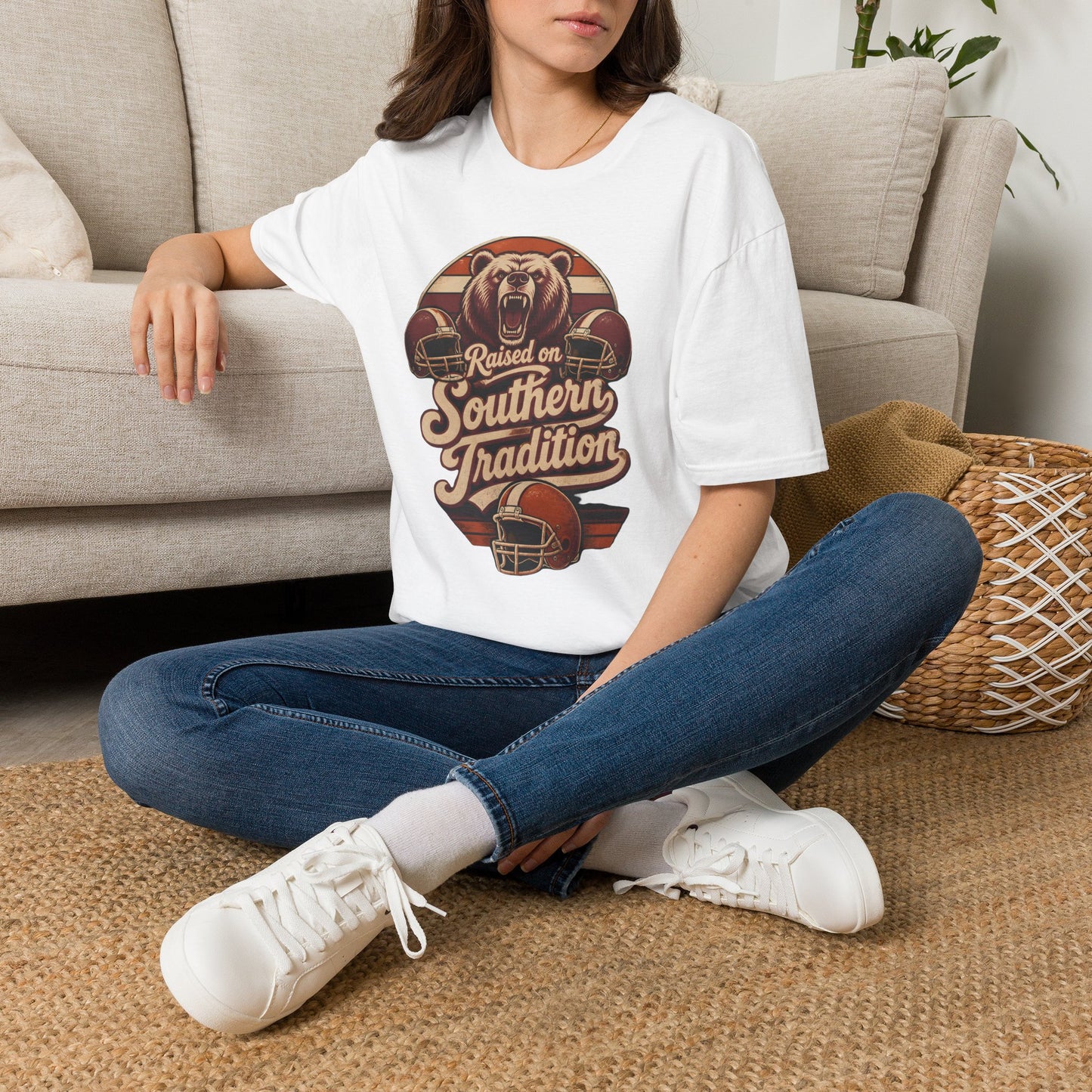Raised On Southern Tradition Football Bear T-Shirt