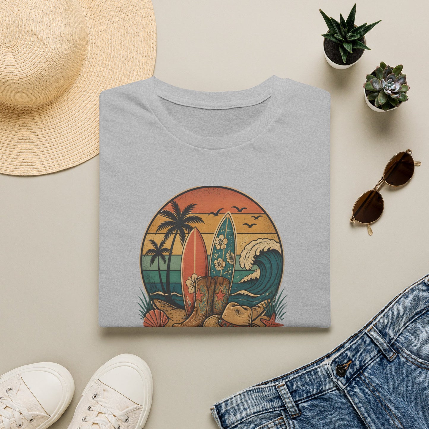 Beach Boots Surfing Big Dreams Summer Vacation Ocean T-Shirt