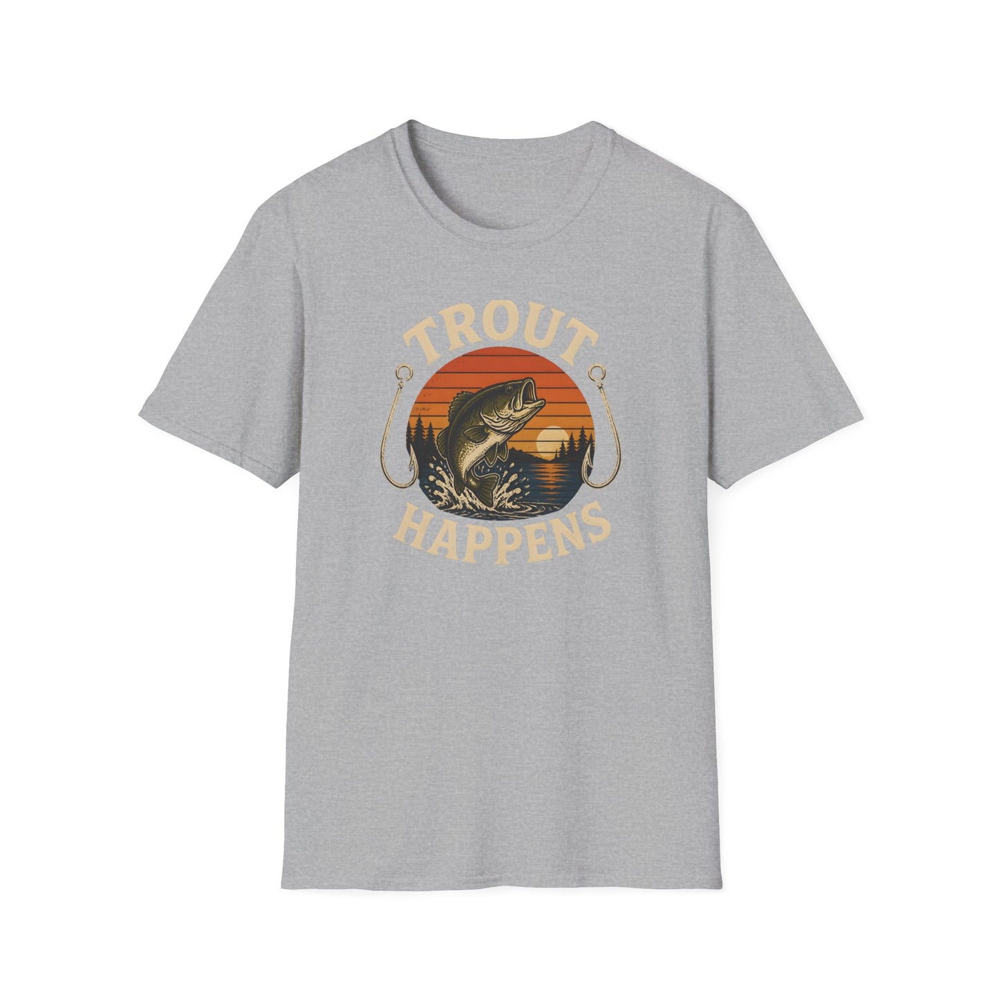 Trout Fishing Outdoors Bass Angler Fisherman Nature Sunset T-Shirt