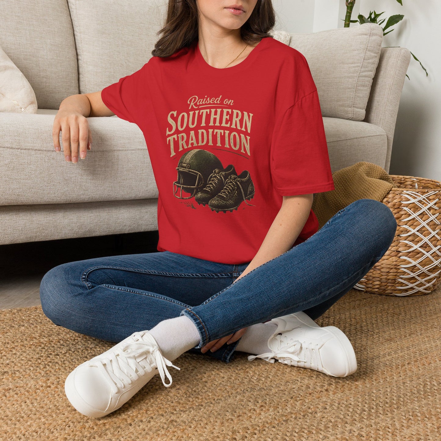 Raised On Southern Tradition Football Helmet Cleats T-Shirt
