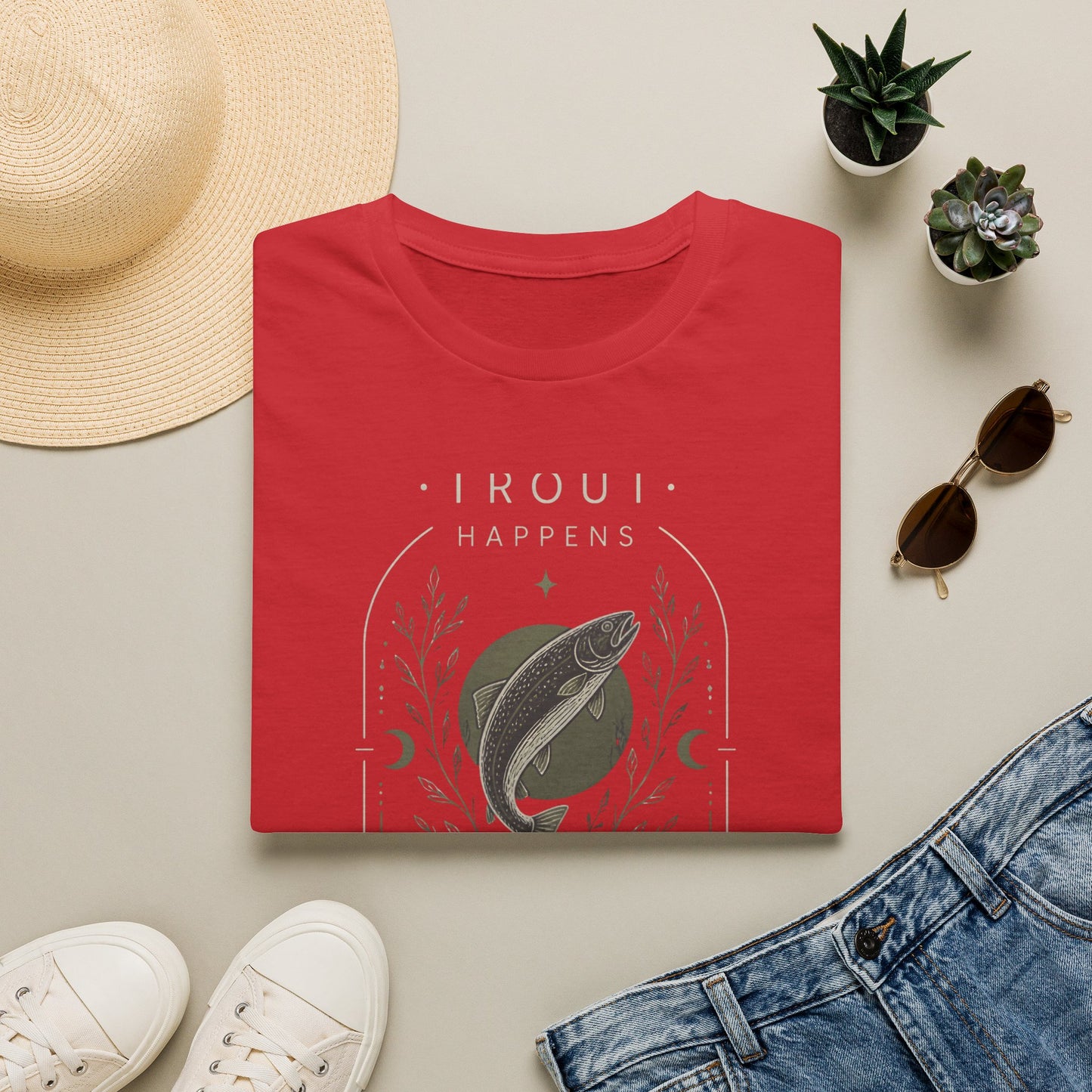Trout Happens Fishing Lover Fisherman Outdoor Nature T-Shirt