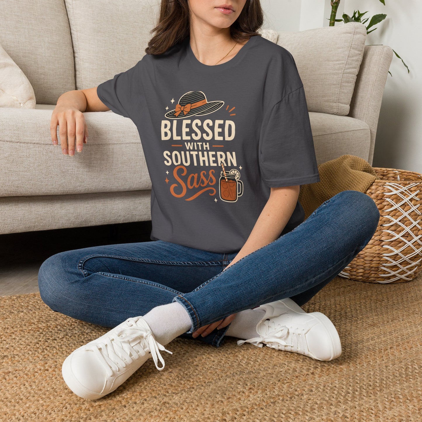 Blessed With Southern Sass Hat And Sweet Tea T-Shirt