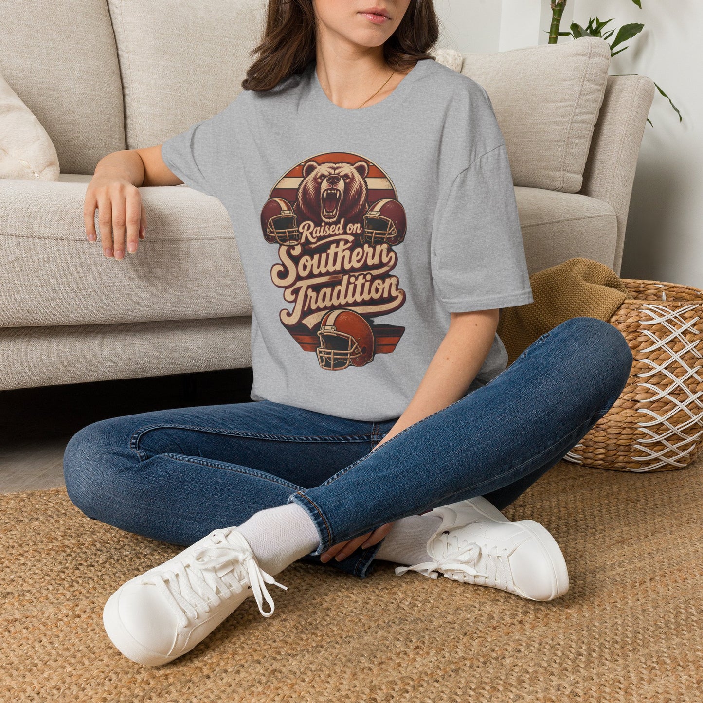 Raised On Southern Tradition Football Bear T-Shirt