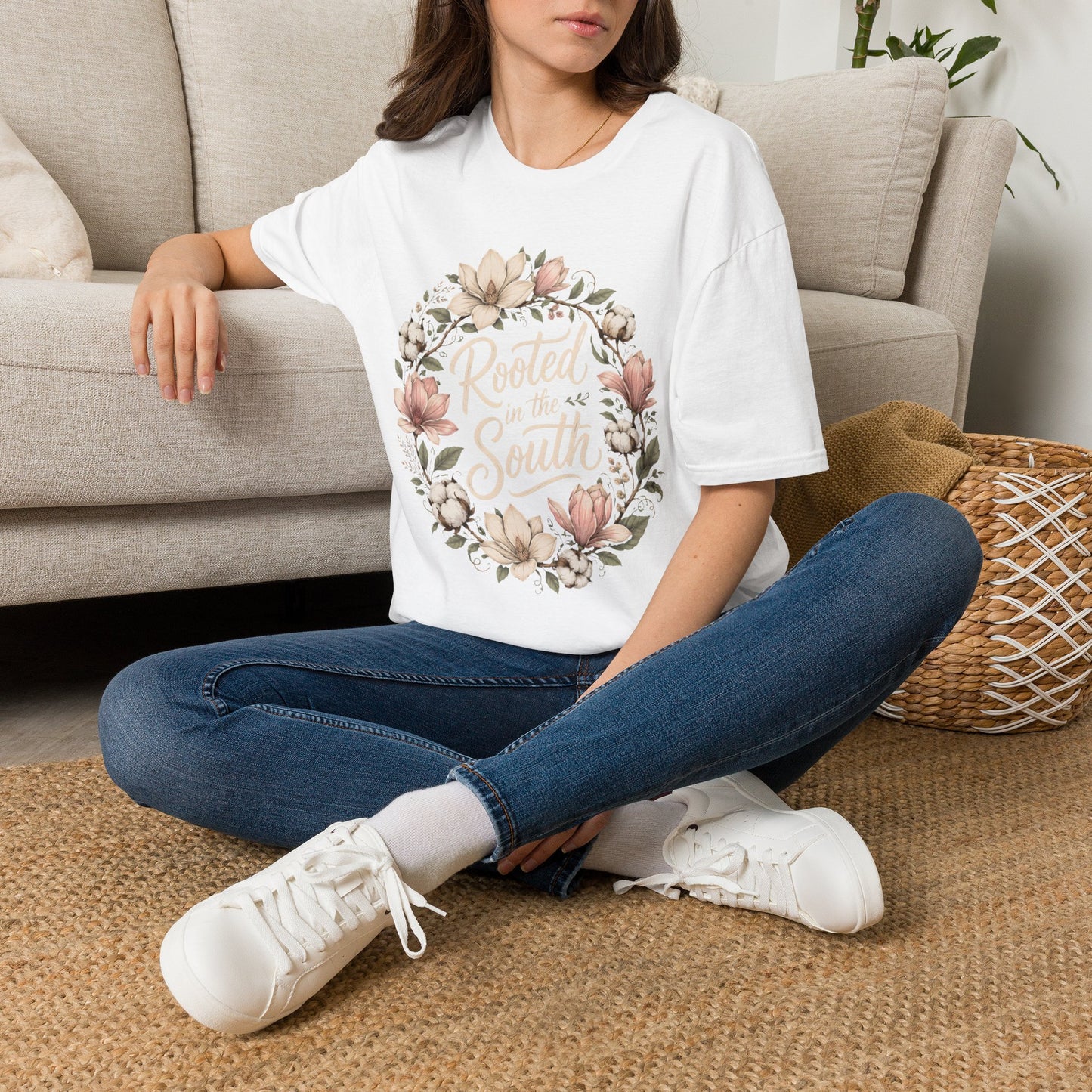 Rooted In The South Floral Wreath T-Shirt