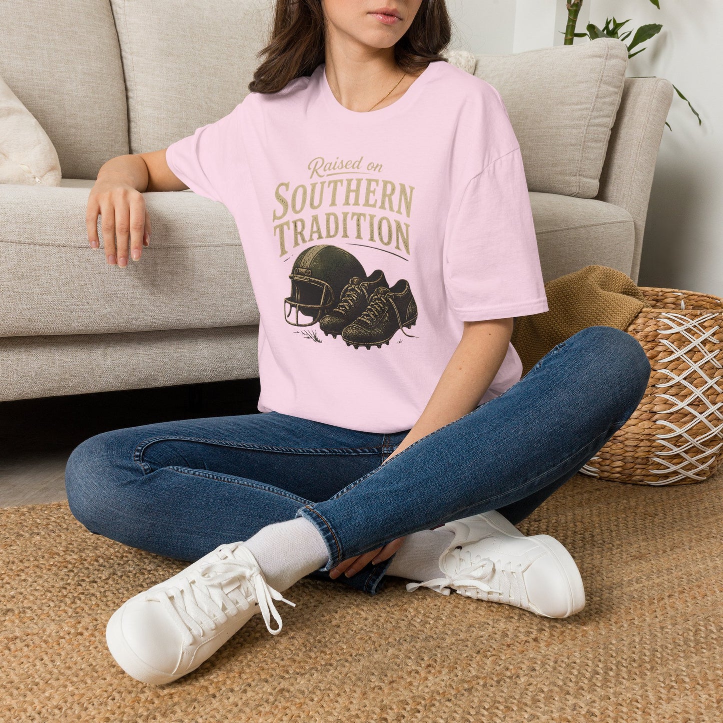Raised On Southern Tradition Football Helmet Cleats T-Shirt