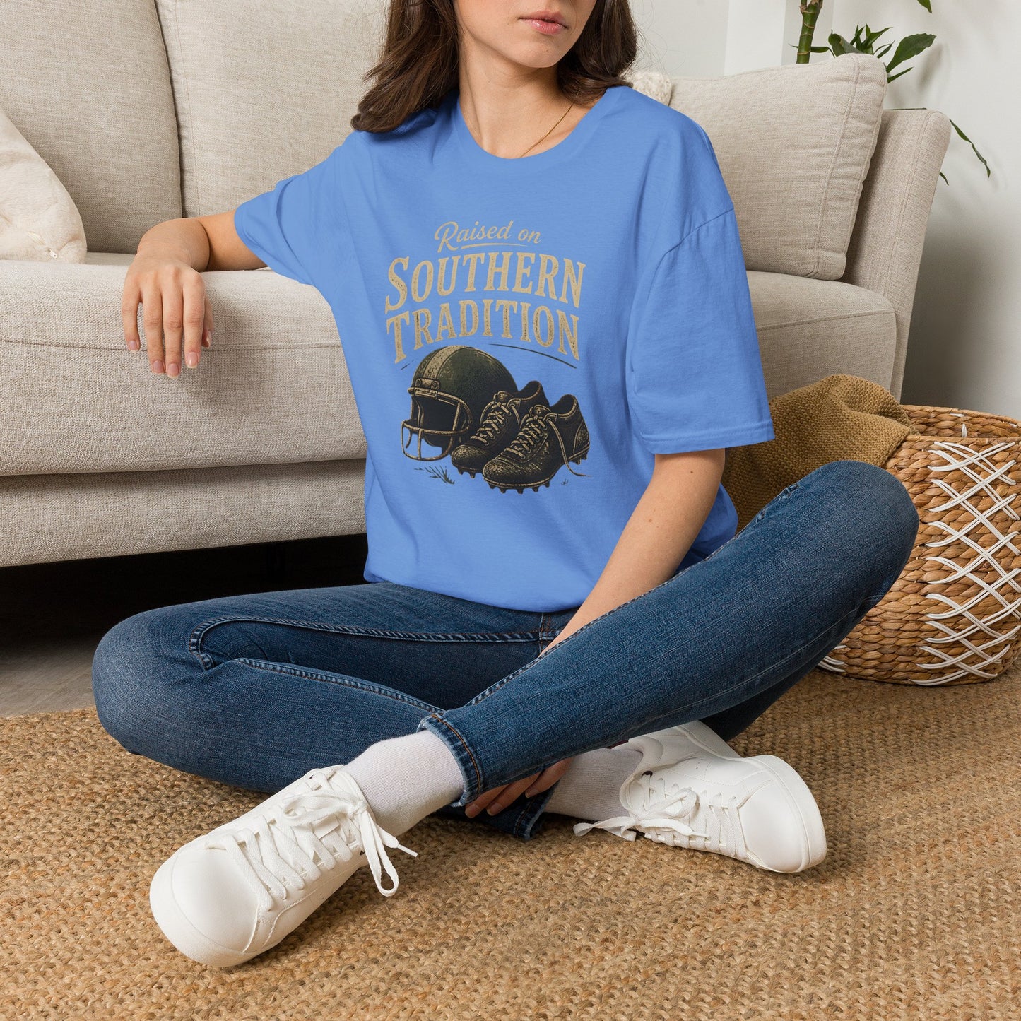 Raised On Southern Tradition Football Helmet Cleats T-Shirt