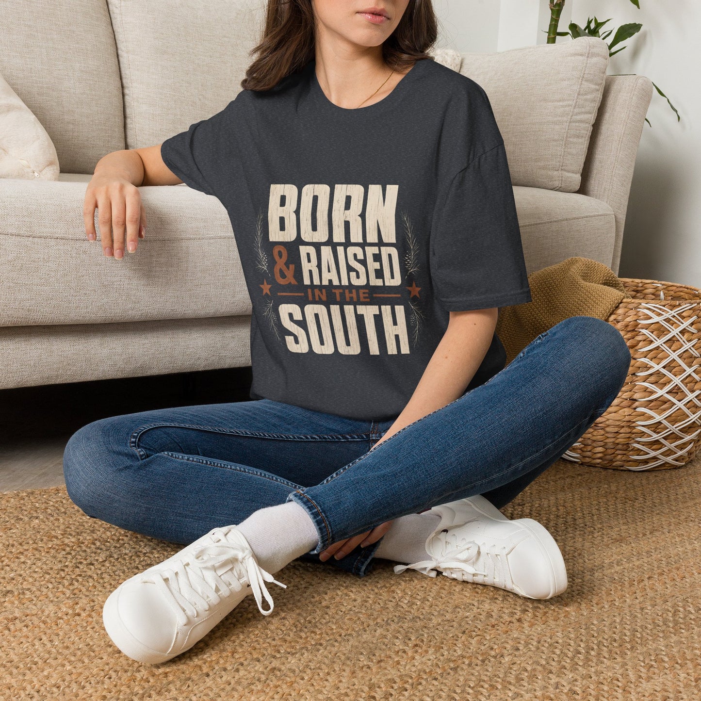 Born Raised In The South Rustic Country T-Shirt