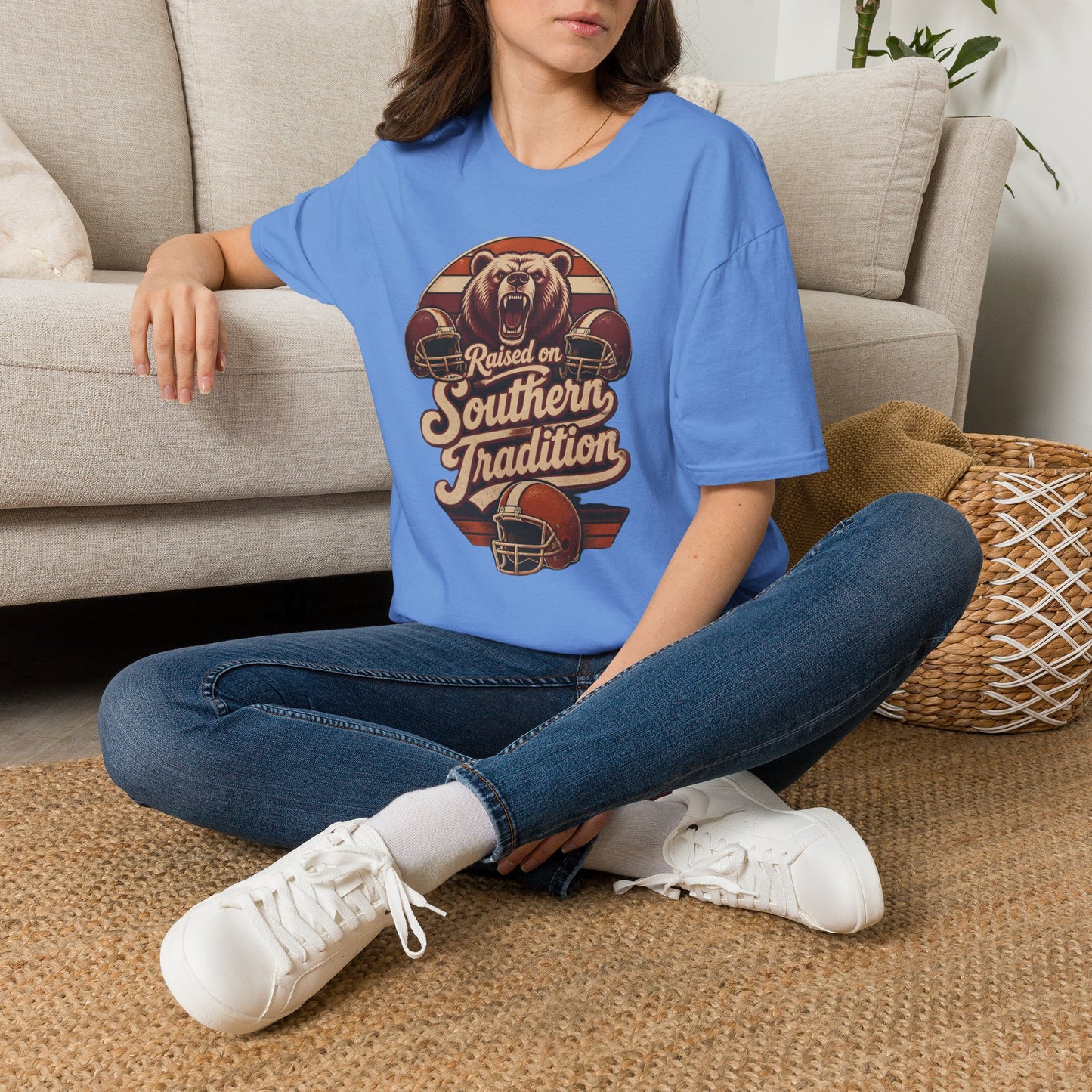 Raised On Southern Tradition Football Bear T-Shirt