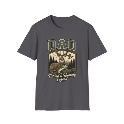 Dad Fishing & Hunting Legend Outdoor  for Fishermen and Hunters T-Shirt - HomeGrown South Graphic Tee (View 3)