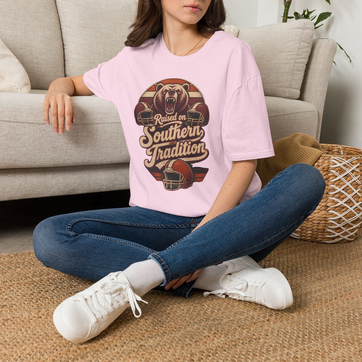 Raised On Southern Tradition Football Bear T-Shirt