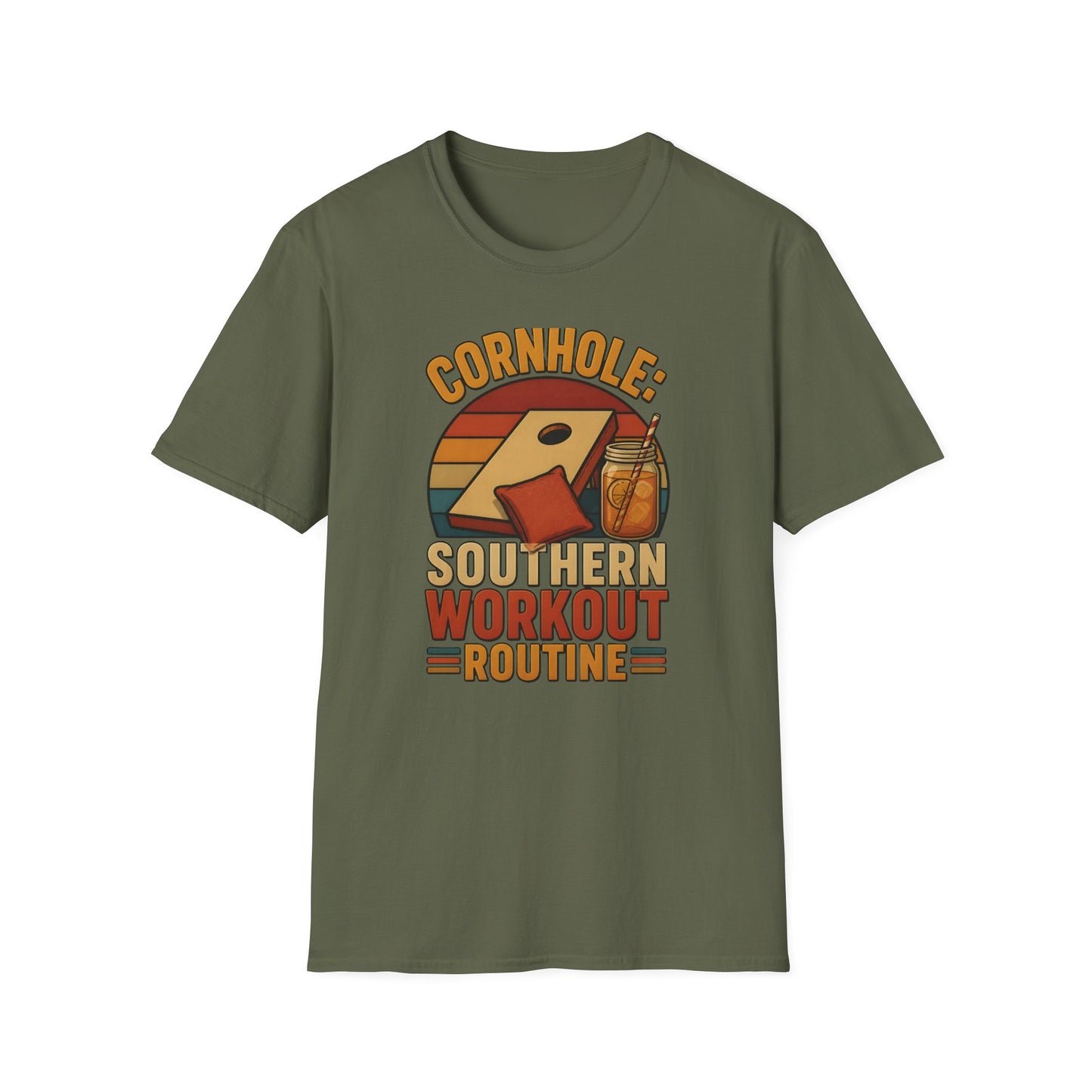 Cornhole Southern Workout Routine Fun T-Shirt - HomeGrown South Graphic Tee (View 5)