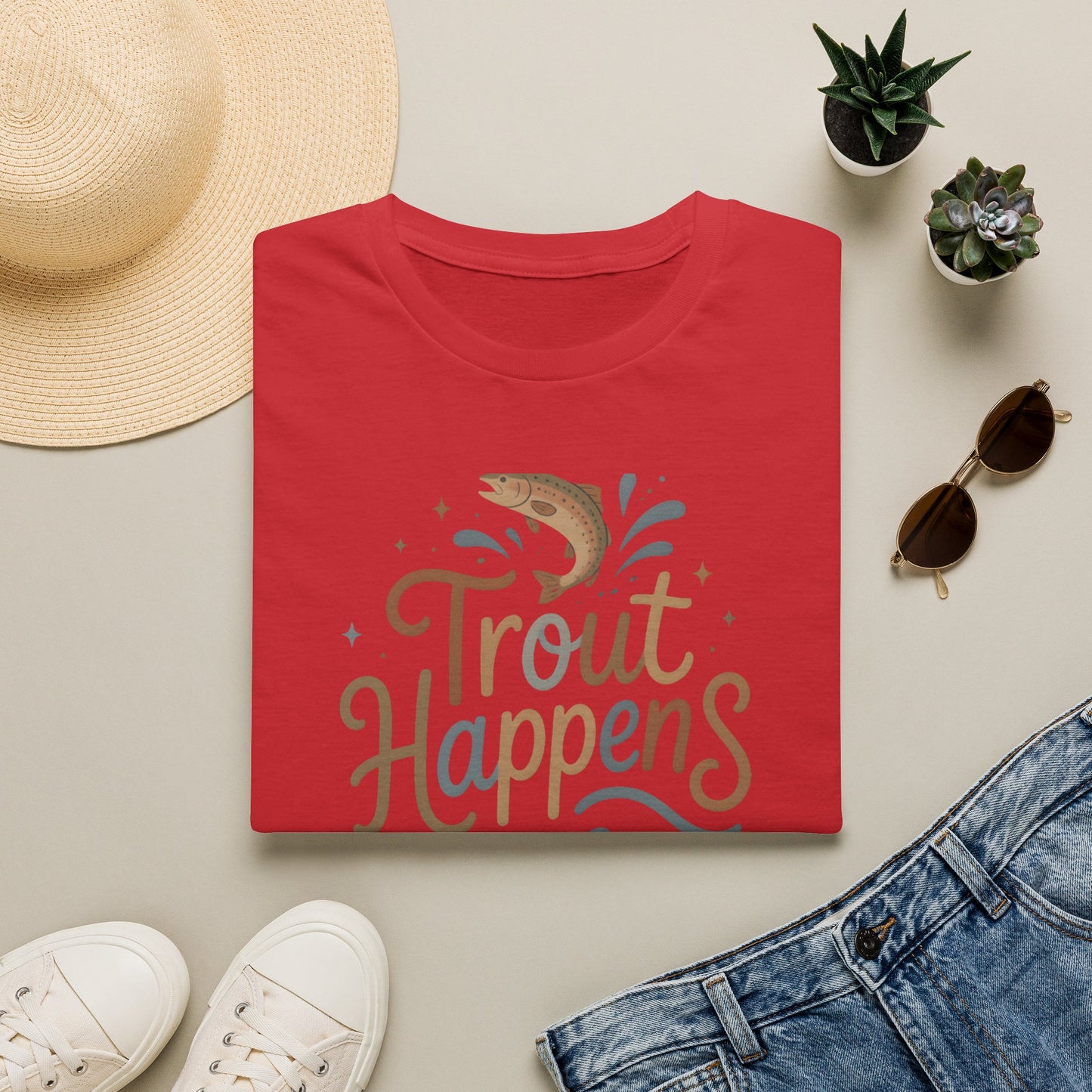 Trout Happens Fishing Lover Fisherman Outdoor Nature T-Shirt