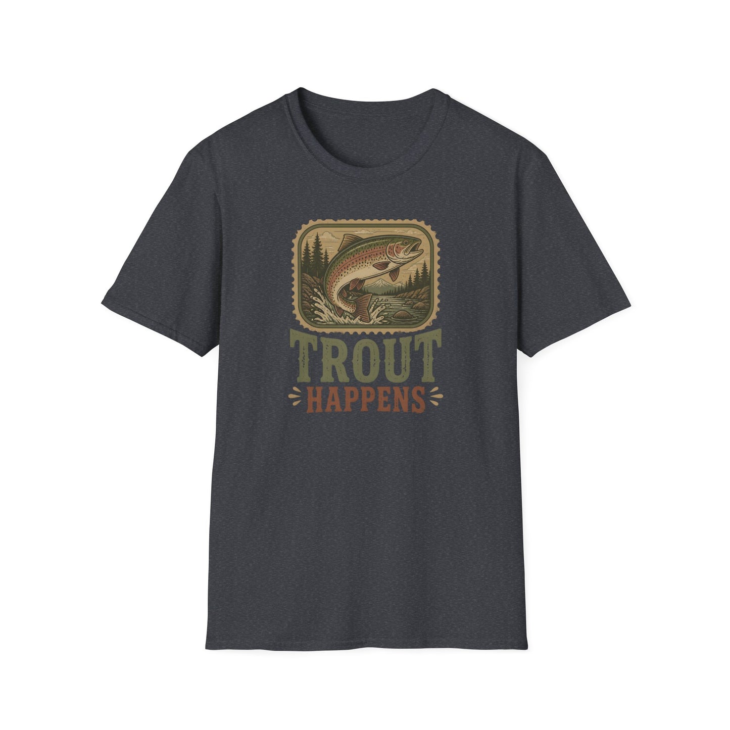 Trout Fishing Outdoors Nature River Mountain Wildlife T-Shirt