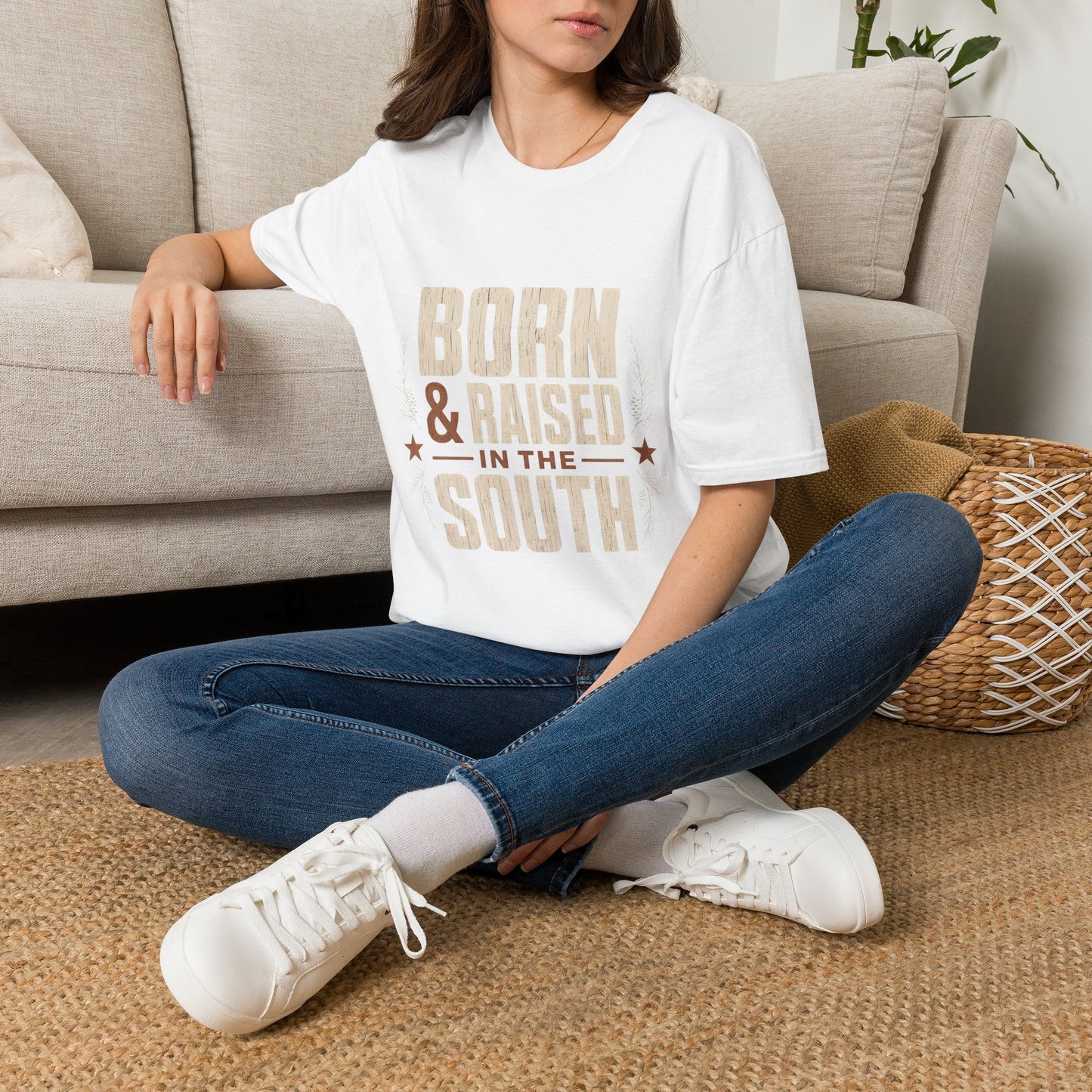 Born Raised In The South Rustic Country T-Shirt