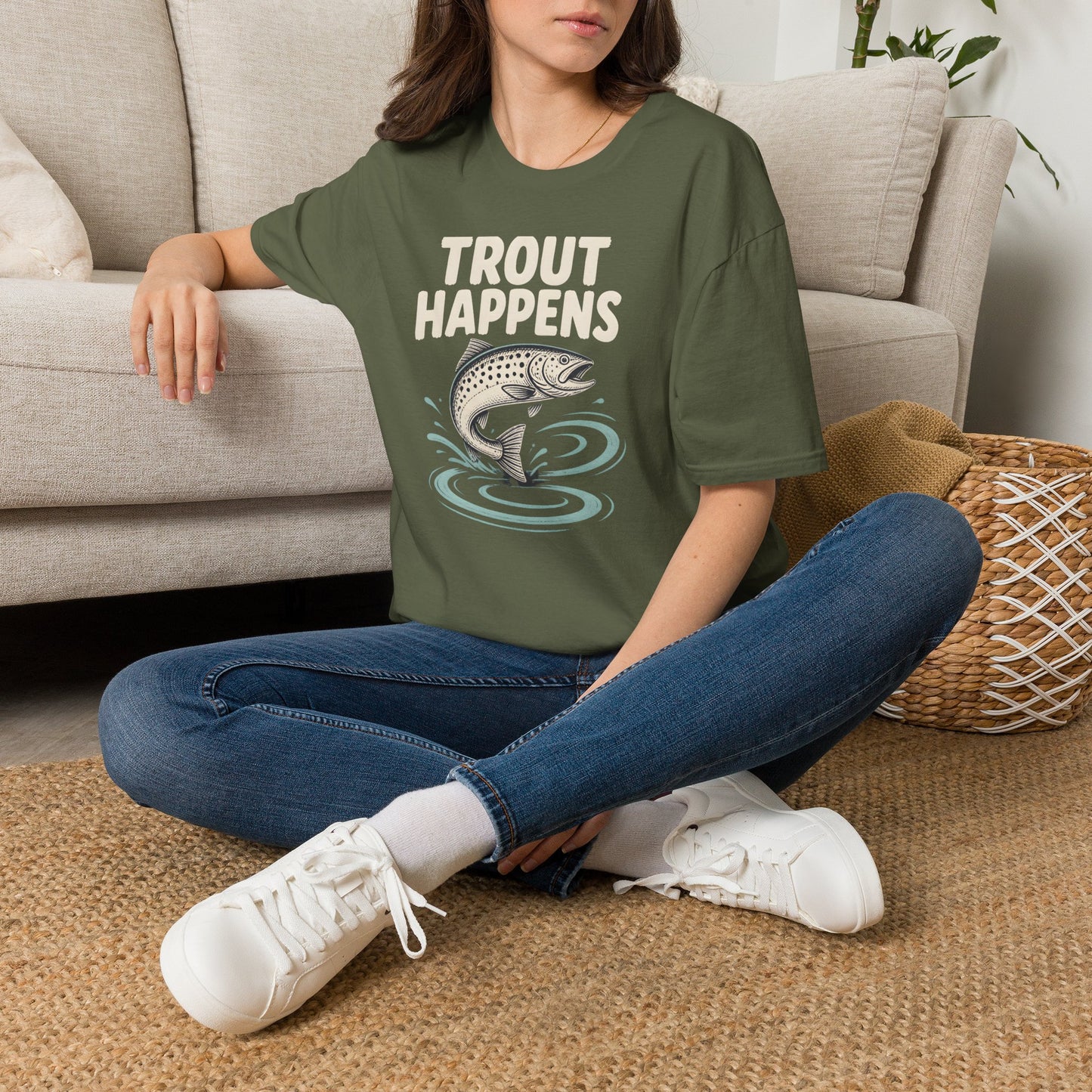 Trout Happens Fishing Lover Fisherman Outdoor Angler T-Shirt