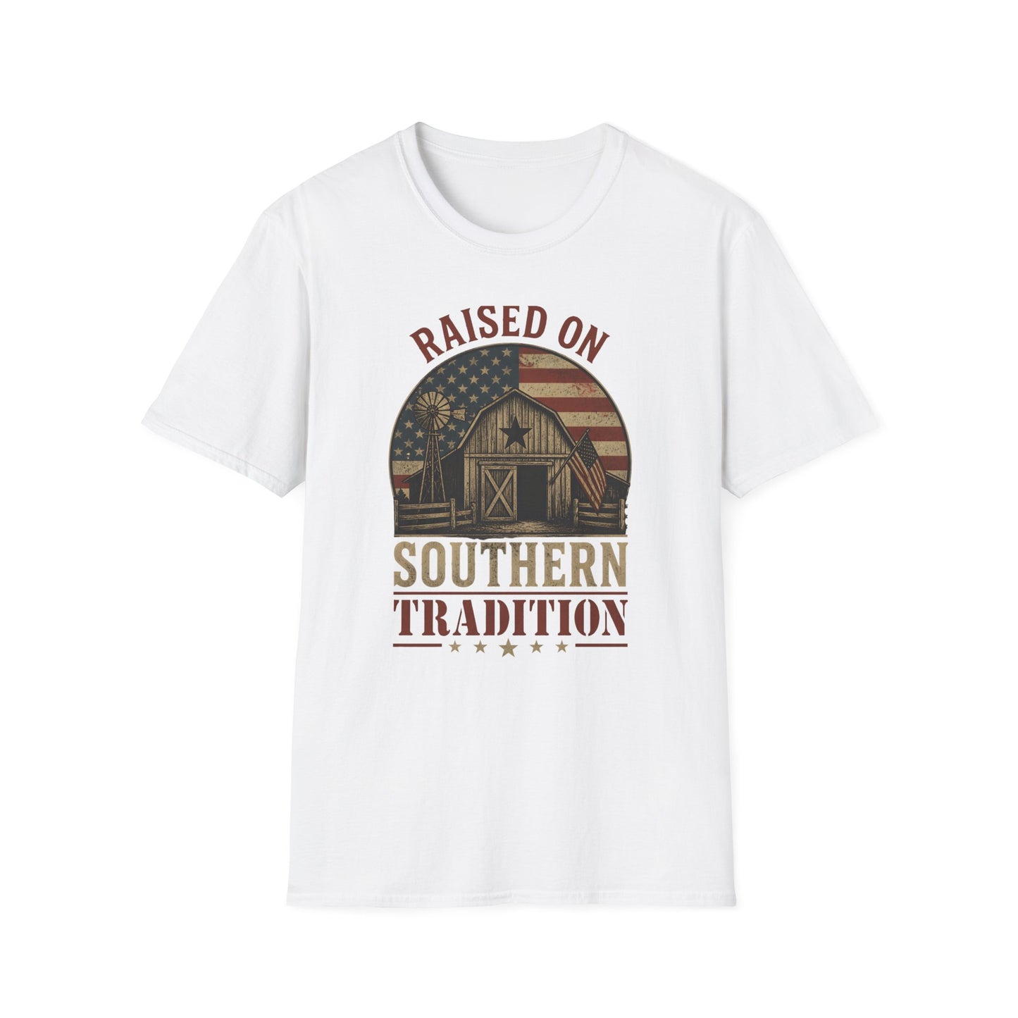 Raised On Southern Tradition Vintage Barn Flag T-Shirt