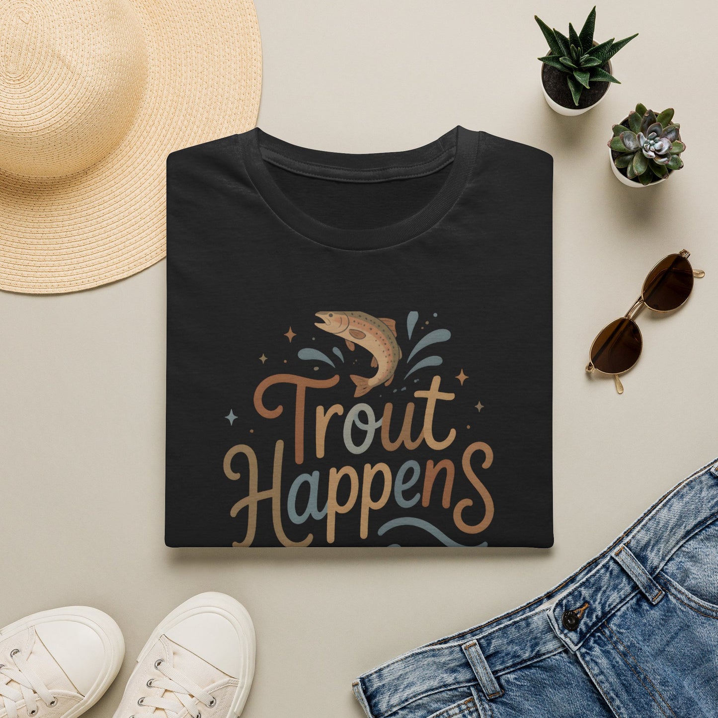Trout Happens Fishing Lover Fisherman Outdoor Nature T-Shirt